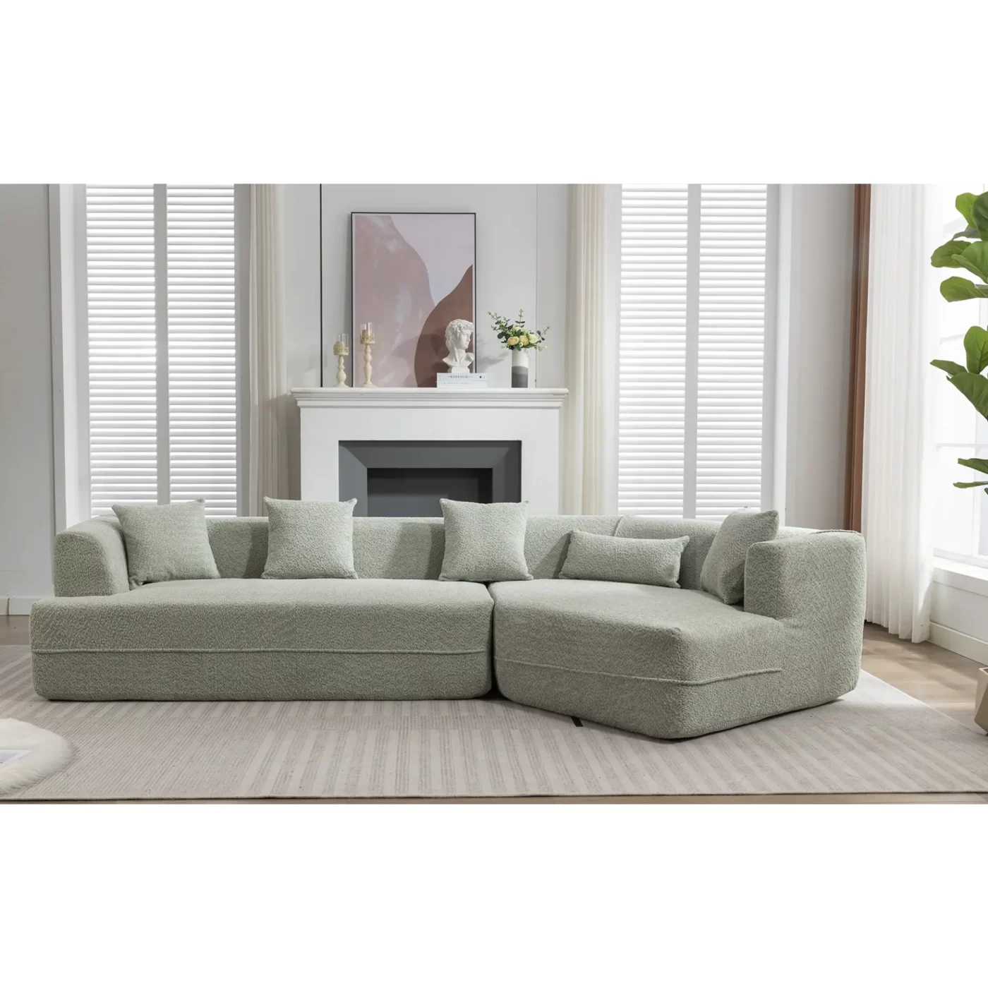 Modular sofa , modern minimalist style sofa, upholstered , free combination, round fiber fabric, anti-wrinkle fabric,Dimension extension,Green