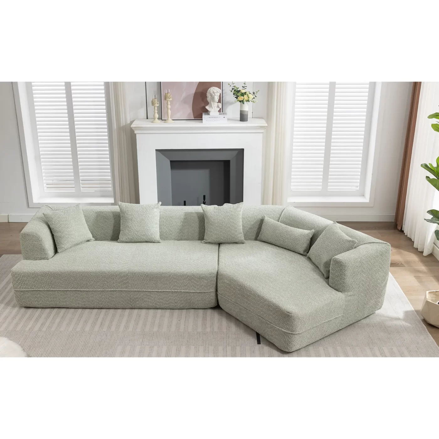 Modular sofa , modern minimalist style sofa, upholstered , free combination, round fiber fabric, anti-wrinkle fabric,Dimension extension,Green