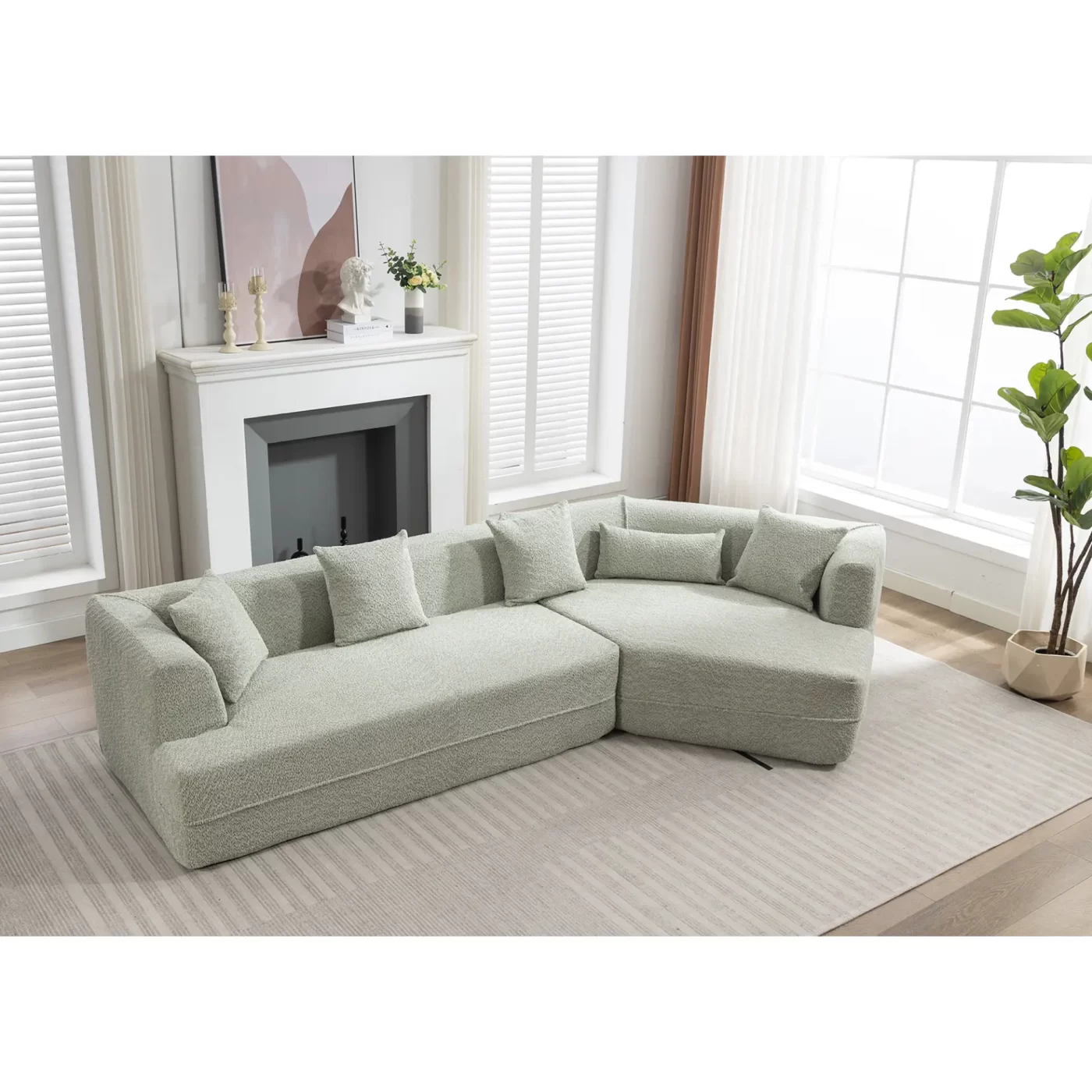 Modular sofa , modern minimalist style sofa, upholstered , free combination, round fiber fabric, anti-wrinkle fabric,Dimension extension,Green