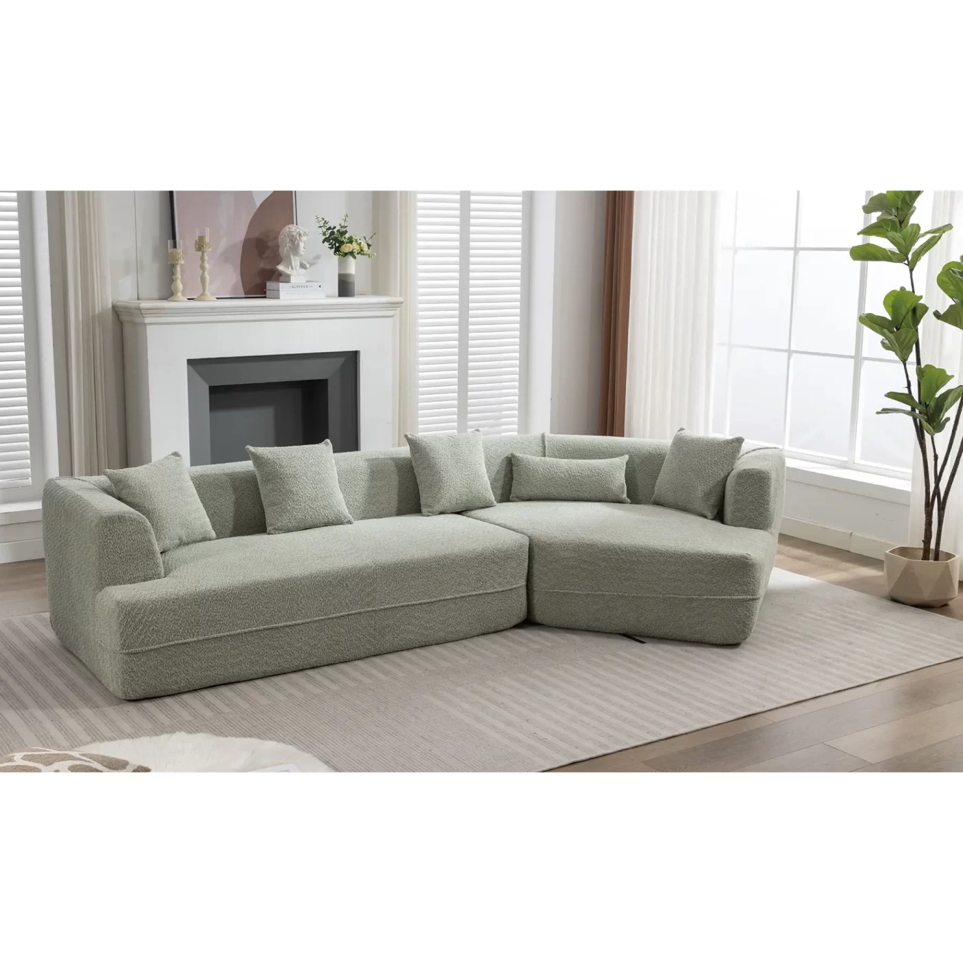 Modular sofa , modern minimalist style sofa, upholstered , free combination, round fiber fabric, anti-wrinkle fabric,Dimension extension,Green