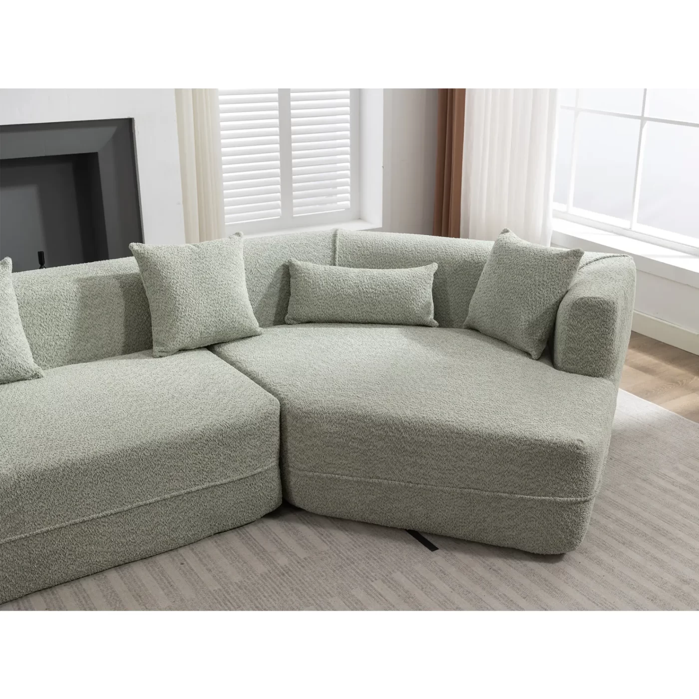 Modular sofa , modern minimalist style sofa, upholstered , free combination, round fiber fabric, anti-wrinkle fabric,Dimension extension,Green