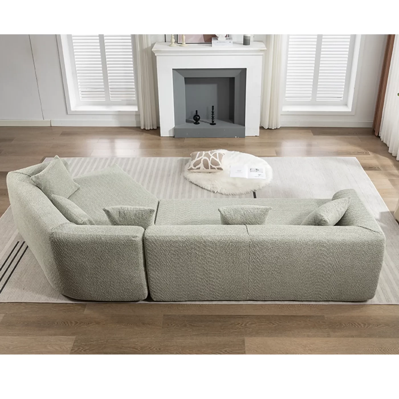 Modular sofa , modern minimalist style sofa, upholstered , free combination, round fiber fabric, anti-wrinkle fabric,Dimension extension,Green