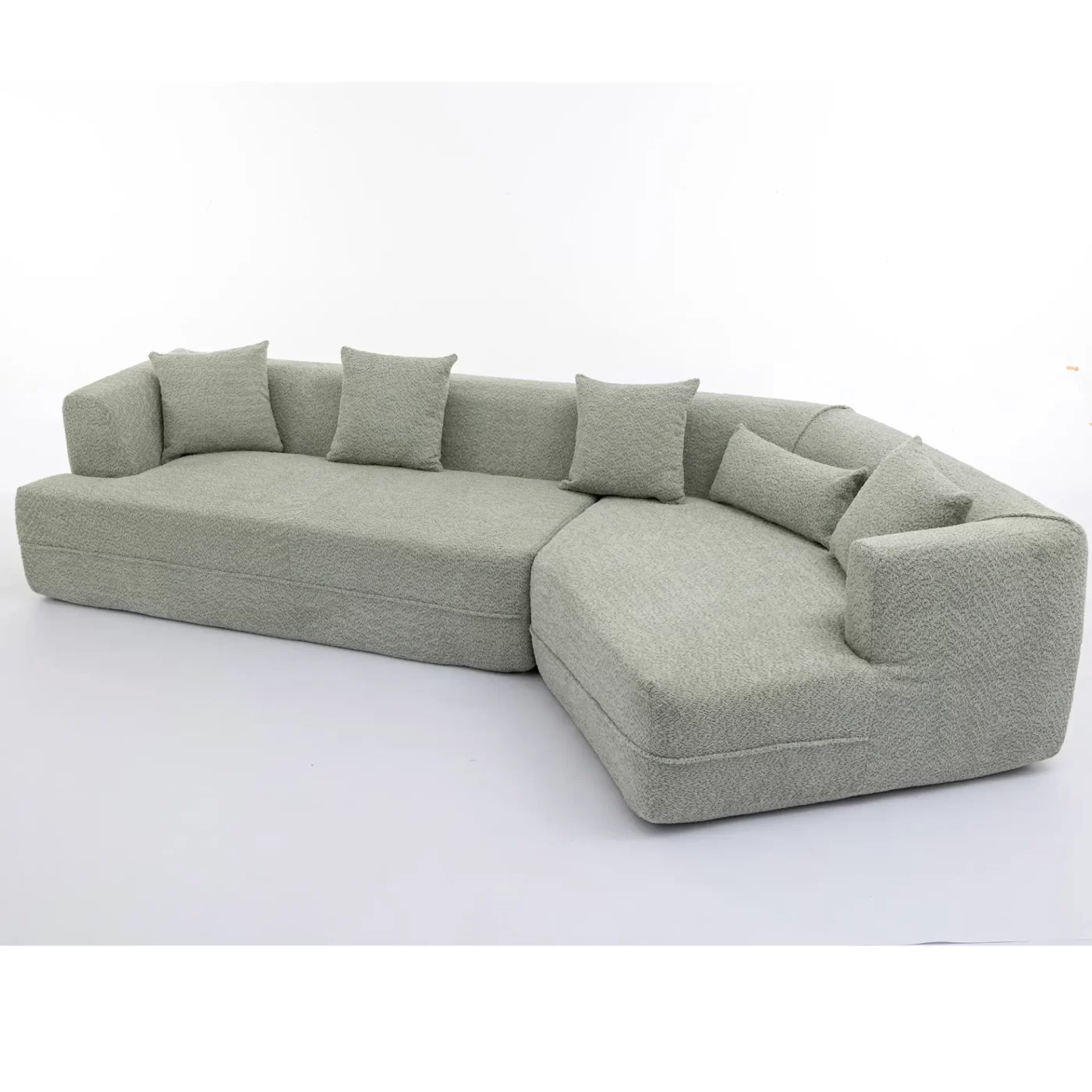 Modular sofa , modern minimalist style sofa, upholstered , free combination, round fiber fabric, anti-wrinkle fabric,Dimension extension,Green