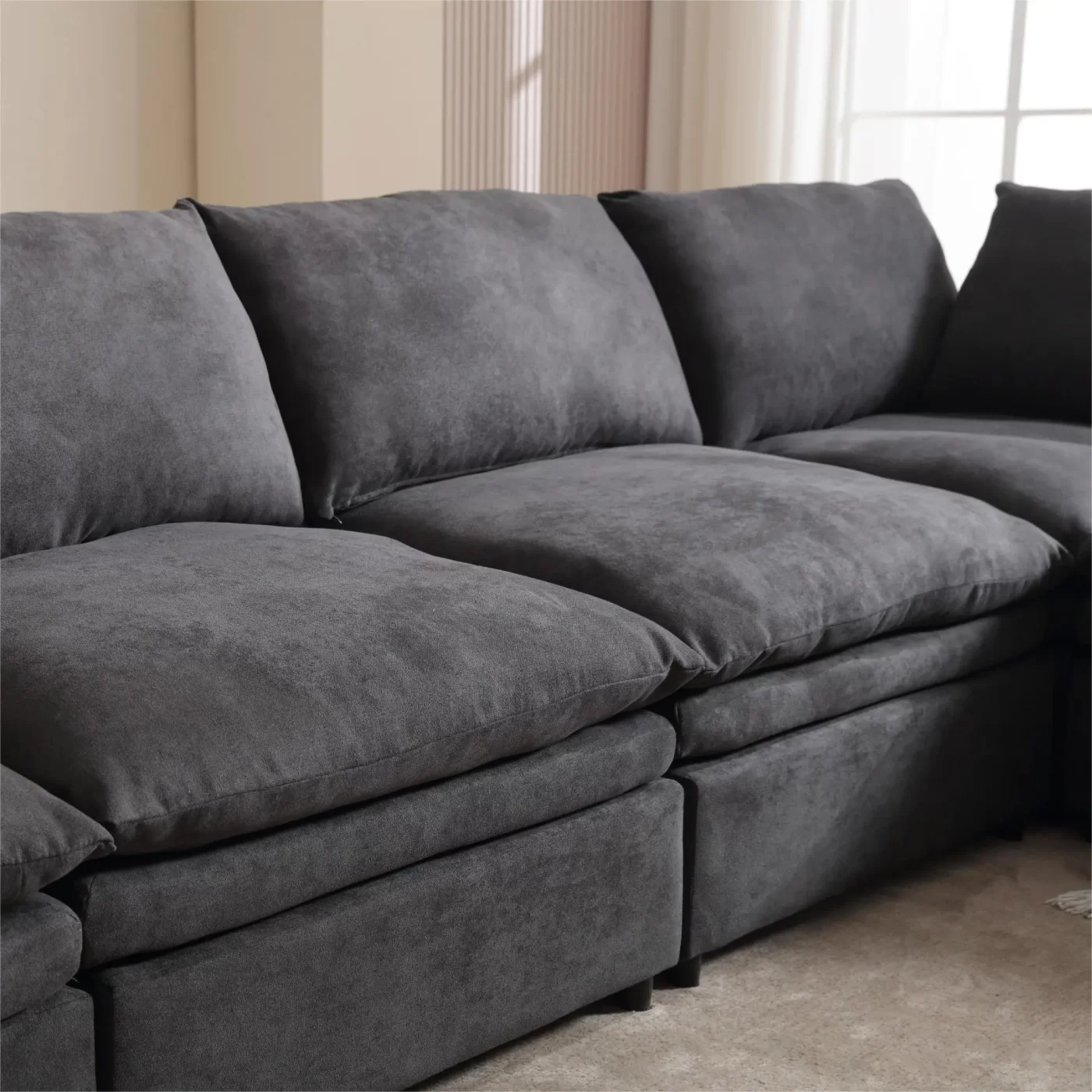 Modern U-shaped Sectional Sofa ,5-seat Sofa ,Sleeper Sofa Couch with Chaise Lounge for Living Room,Apartment,Upholstered,Polyester,New upgrade,Dark Gray
