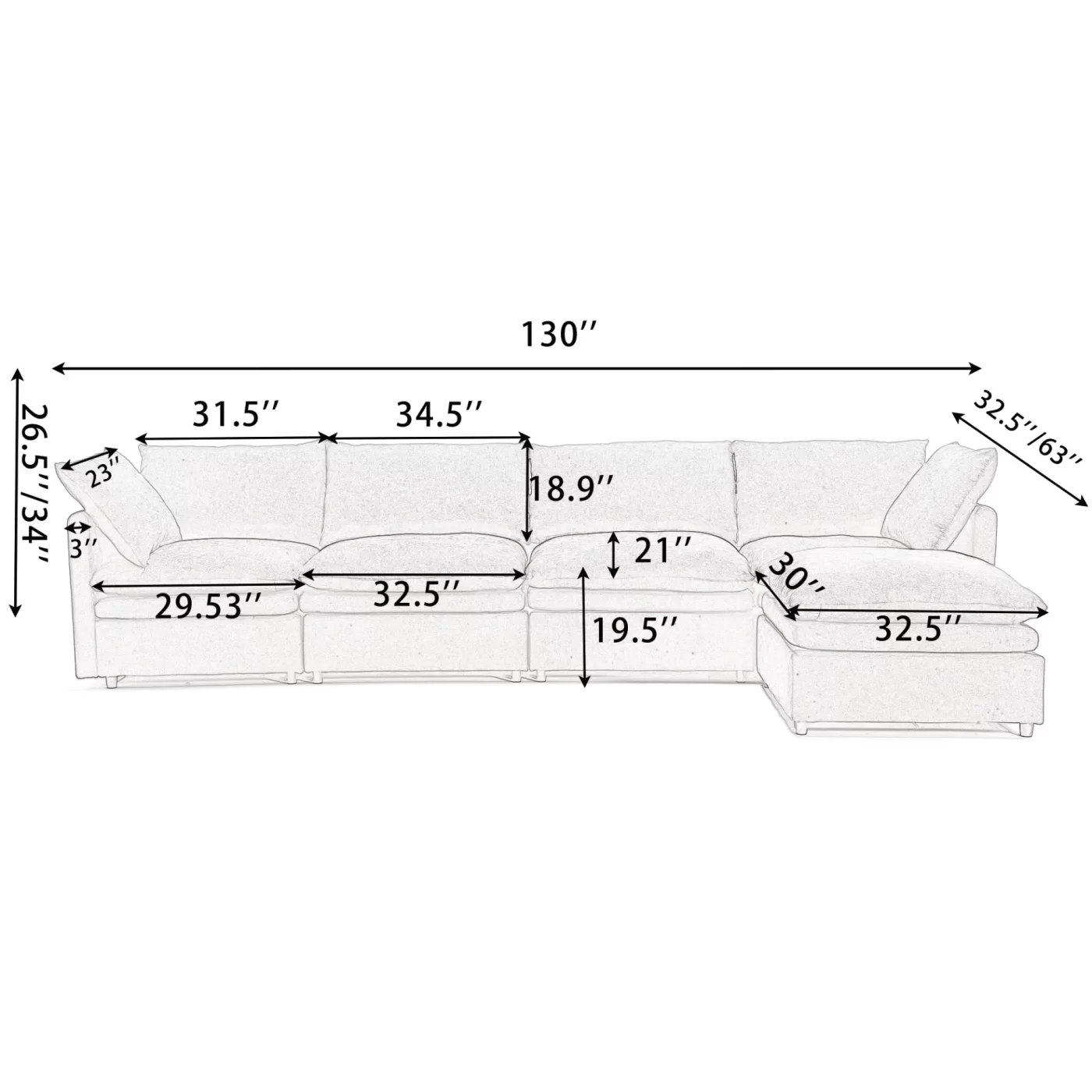 Modern U-shaped Sectional Sofa ,5-seat Sofa ,Sleeper Sofa Couch with Chaise Lounge for Living Room,Apartment,Upholstered,Polyester,New upgrade,Dark Gray