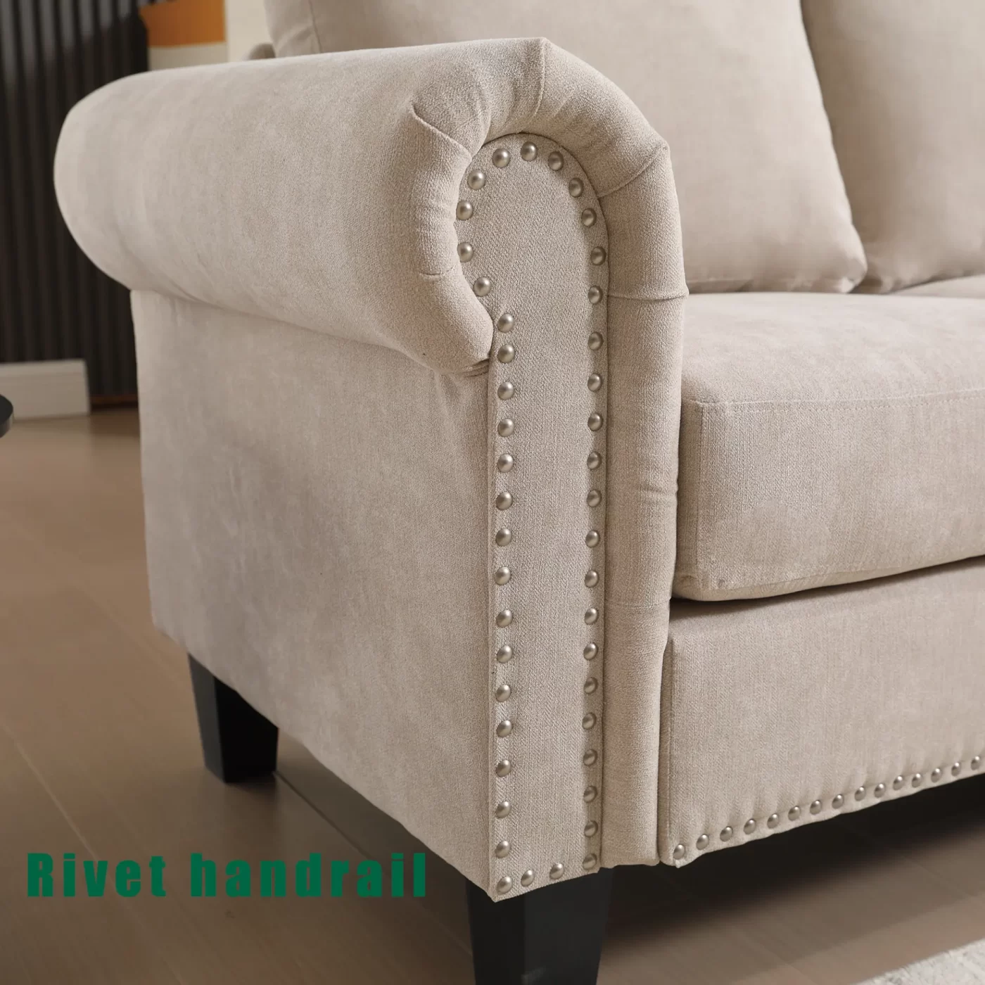 Convertible Sectional Sofa with Storage,L-shaped sofa,Four-seater sofa,Modern Linen Fabric Sectional Couches for Living Room, Beige