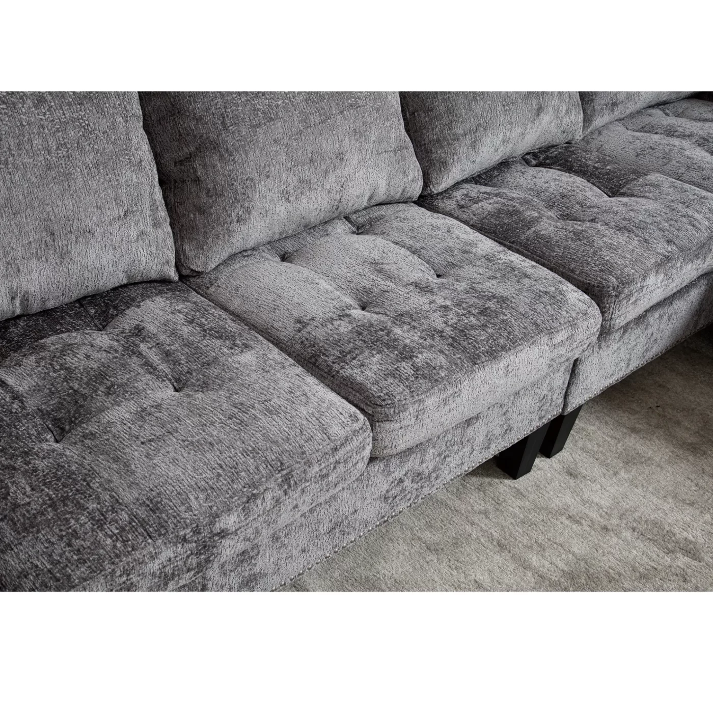 5 Seat Modular Sofa,with Storage Ottoman, Convertible Sectional Sofa, L Shaped Couch , Reversible Chaise ,Riveted sofa,Chenille, Gray