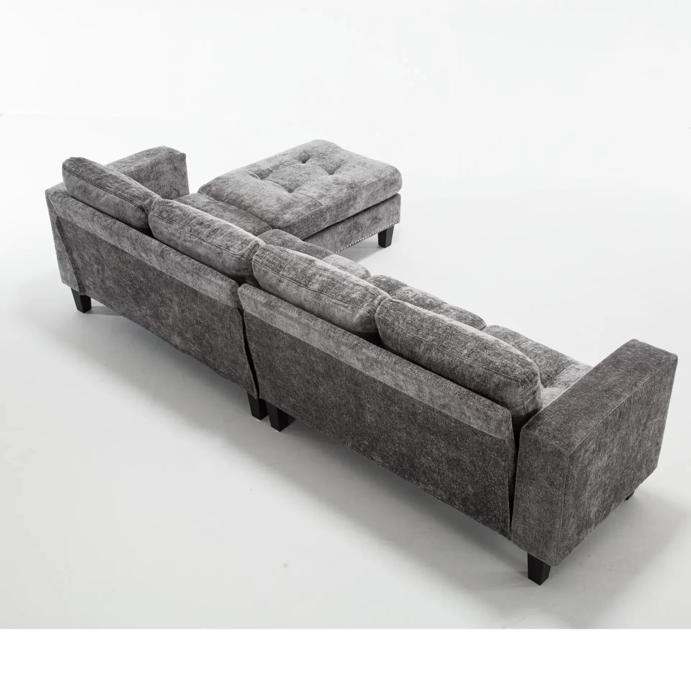 5 Seat Modular Sofa,with Storage Ottoman, Convertible Sectional Sofa, L Shaped Couch , Reversible Chaise ,Riveted sofa,Chenille, Gray