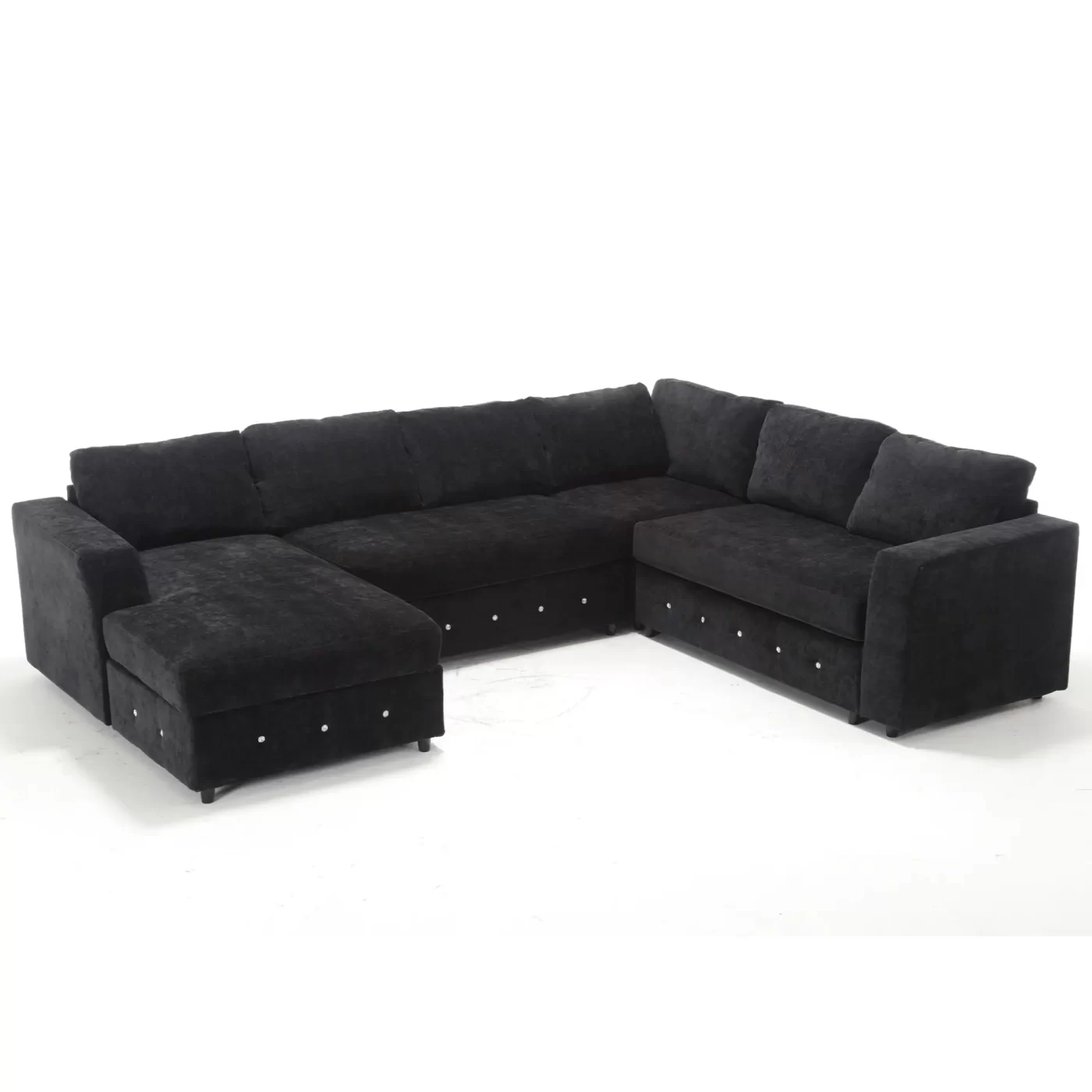 110.75" Sectional Sofa,Oversized modular sofa,Chaise Storage, Modern U Shaped Couch , Upholstered Sofas,Chenille,Crystal button , Living Room, Apartment, Black
