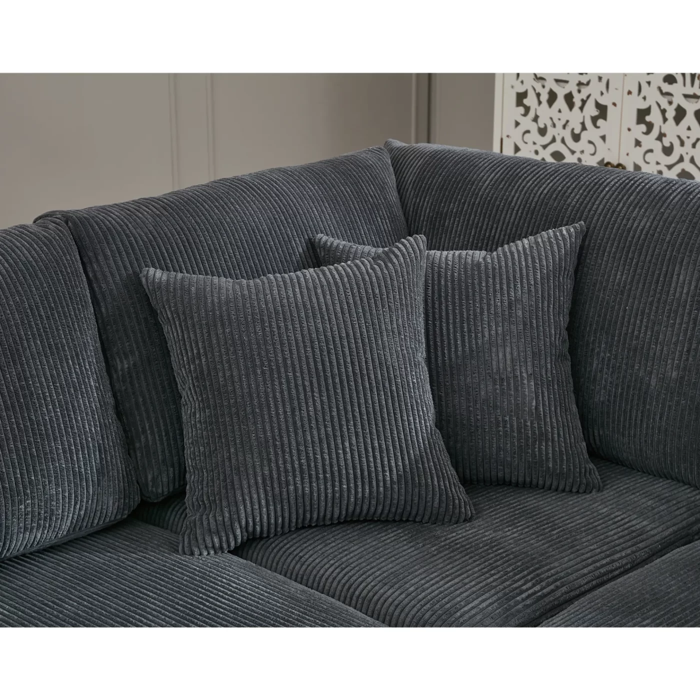 Oversized Modular Sectional Sofa Set, L Shaped Couch,Corduroy ,Upholstered,Deep Seat,,5 Seat,5 Throw pillow and 6 back cushion,Living Room, Apartment , Gray