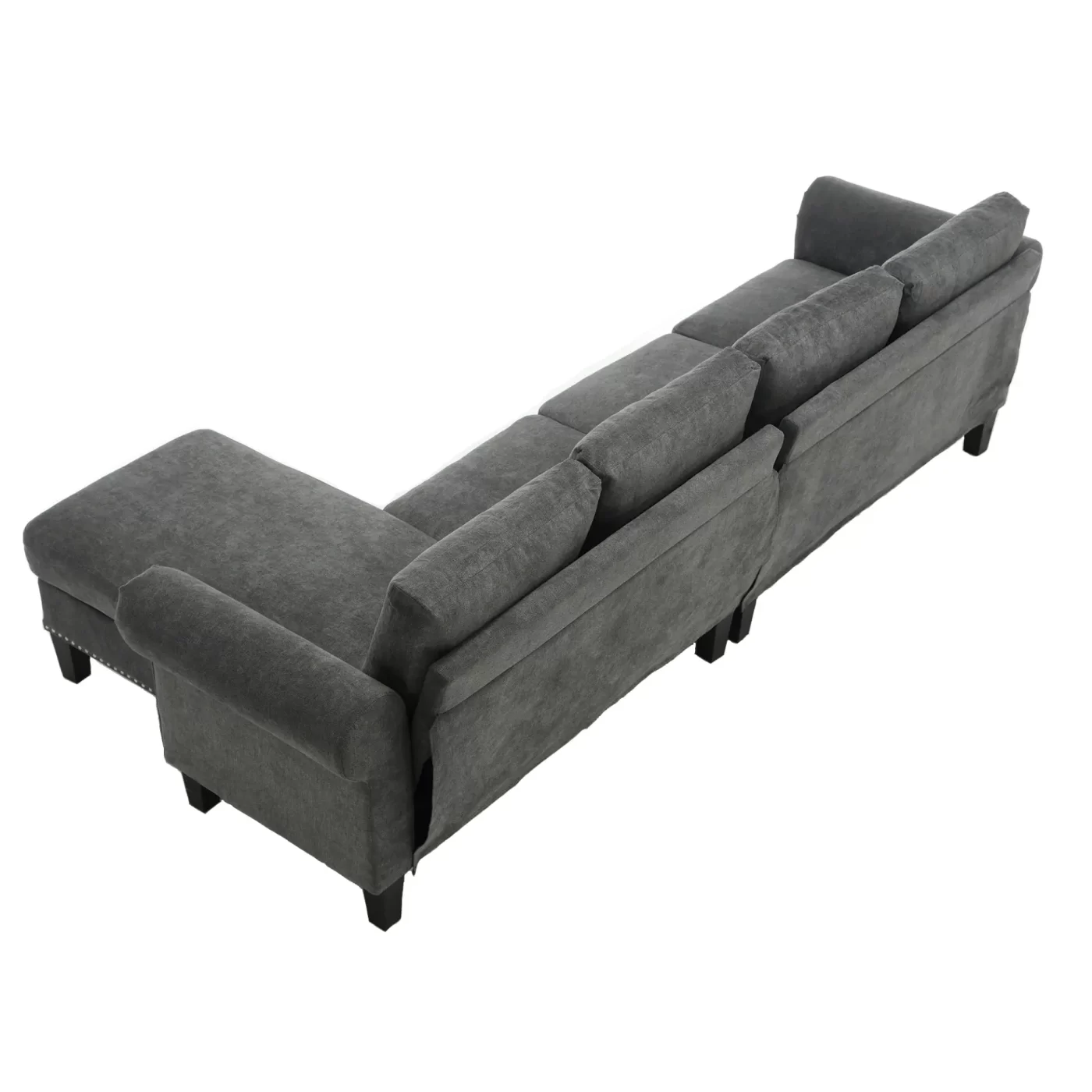 Convertible Sectional Sofa with Storage,L-shaped sofa,Four-seater sofa,Modern Linen Fabric Sectional Couches for Living Room,Gray