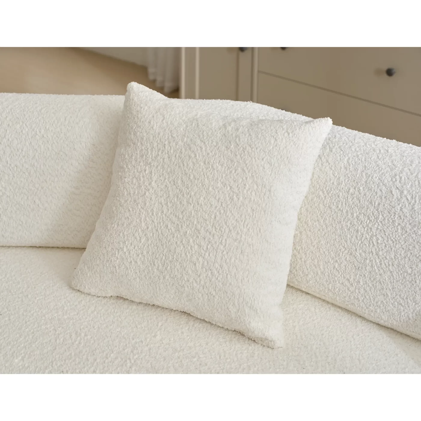 Modern Minimalist 140" L-Shape Couch ,No Assembly Required,Boucle,Modular Sofa ,Couch with Chaise,Free Combination Foam-Filled Sofa, 4 Seats,White