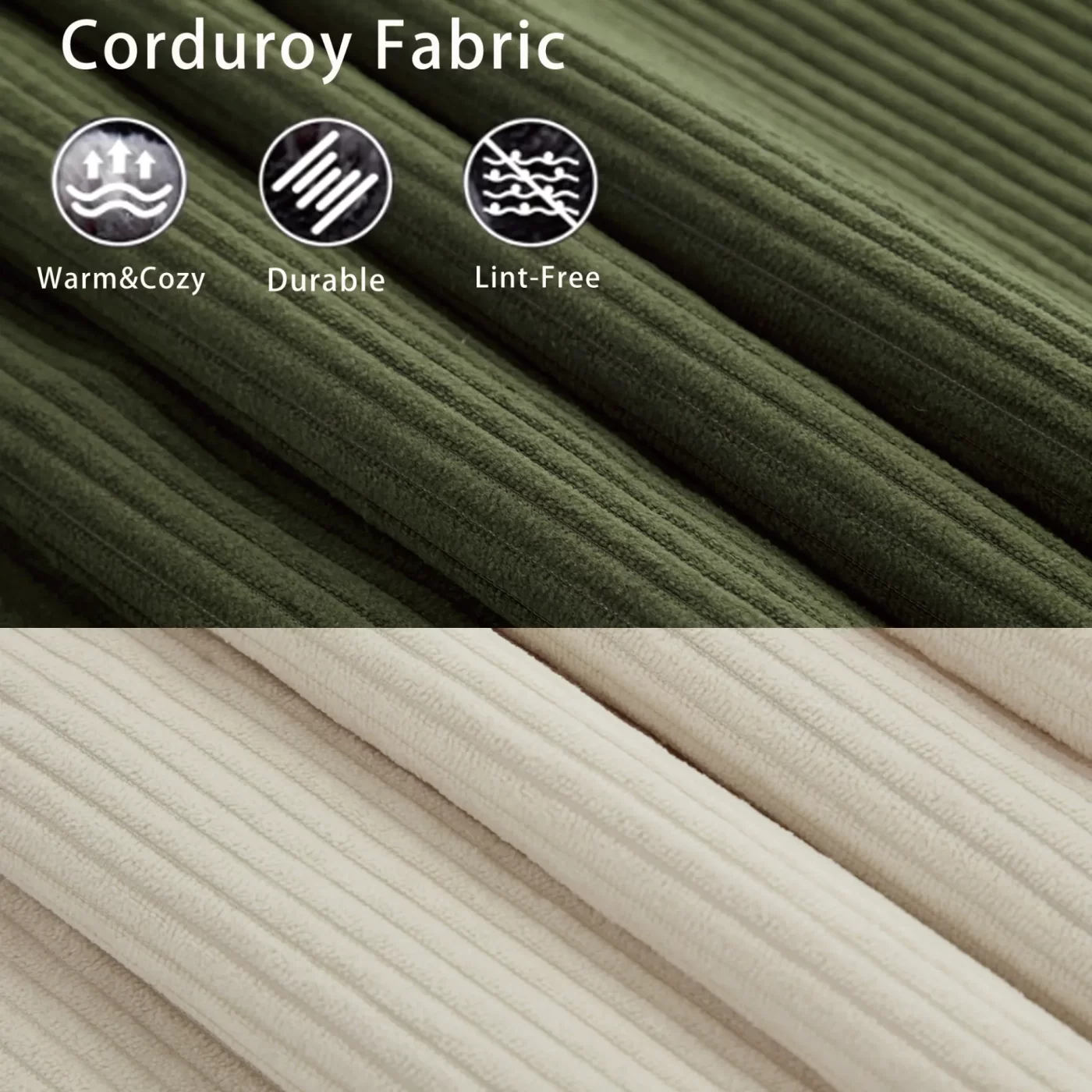 Modular Sofa,No Armrests,At will DIY,Corduroy ,Neck Pillow-Back Lounge Sofa Chair,Reading Nook, or Apartment Living, Lumbar Pillow,4 Seats,Upholstered,Beige,Green