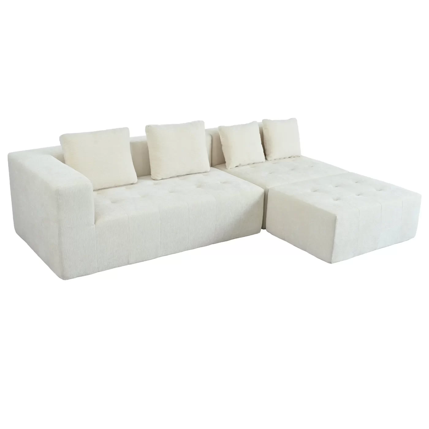 Modern Large Removable Modular Sofa, 3-Piece Set with Free Combination, Includes 4 Cushions, Ideal for Living Room, Bedroom, Apartment