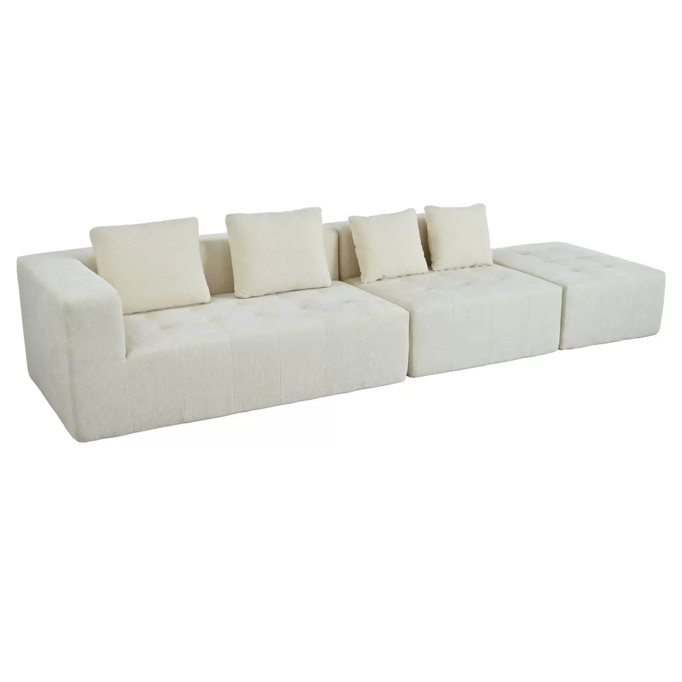 Modern Large Removable Modular Sofa, 3-Piece Set with Free Combination, Includes 4 Cushions, Ideal for Living Room, Bedroom, Apartment