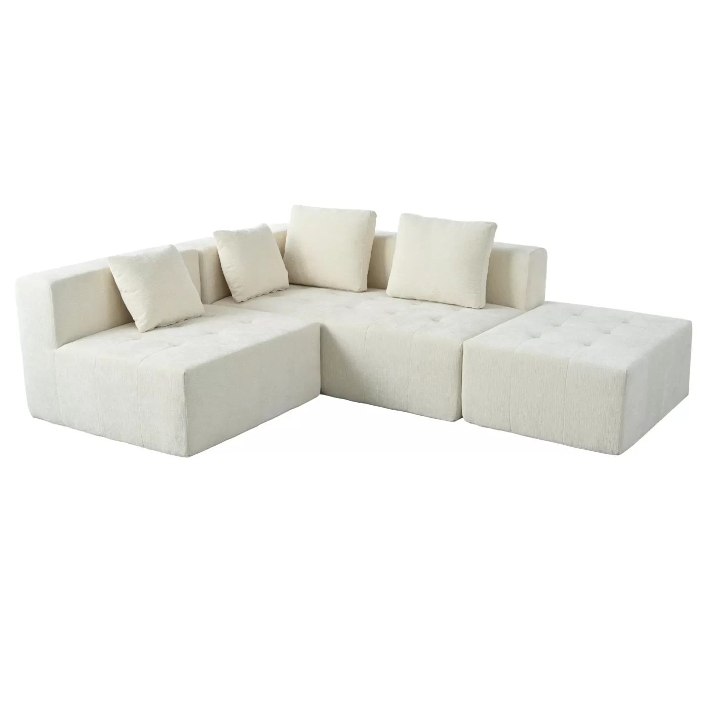 Modern Large Removable Modular Sofa, 3-Piece Set with Free Combination, Includes 4 Cushions, Ideal for Living Room, Bedroom, Apartment