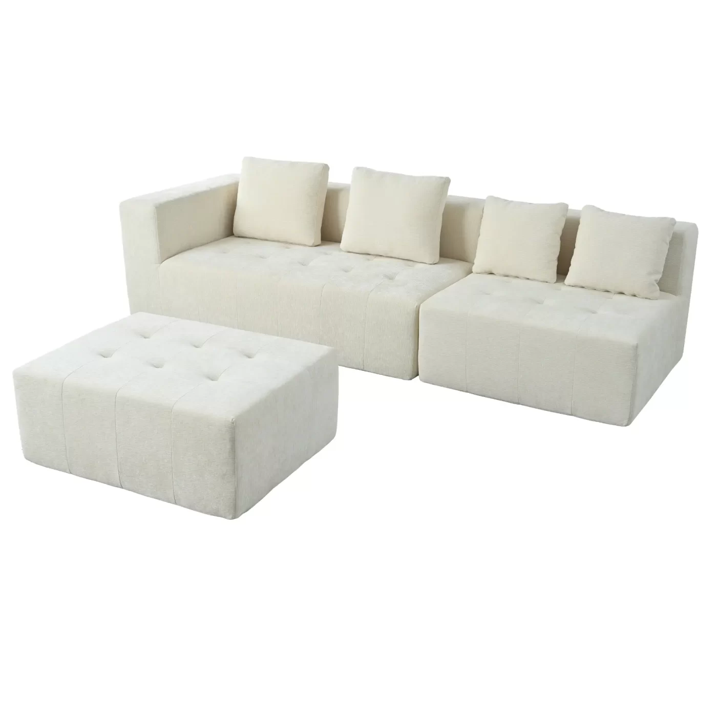 Modern Large Removable Modular Sofa, 3-Piece Set with Free Combination, Includes 4 Cushions, Ideal for Living Room, Bedroom, Apartment
