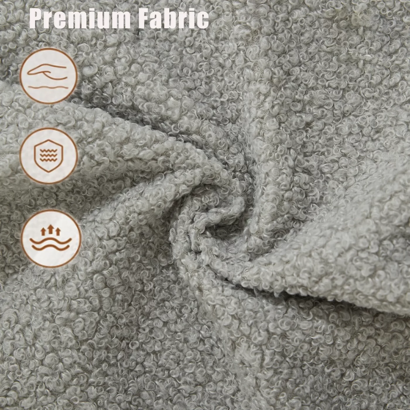 128"Minimalist Cloud Sectional Couch ,Modern Couches ,4-Seater ,No Assembly,Two modular sofa,Boucle Teddy Fabric, upholstered , anti-wrinkle fabric,Light Gray