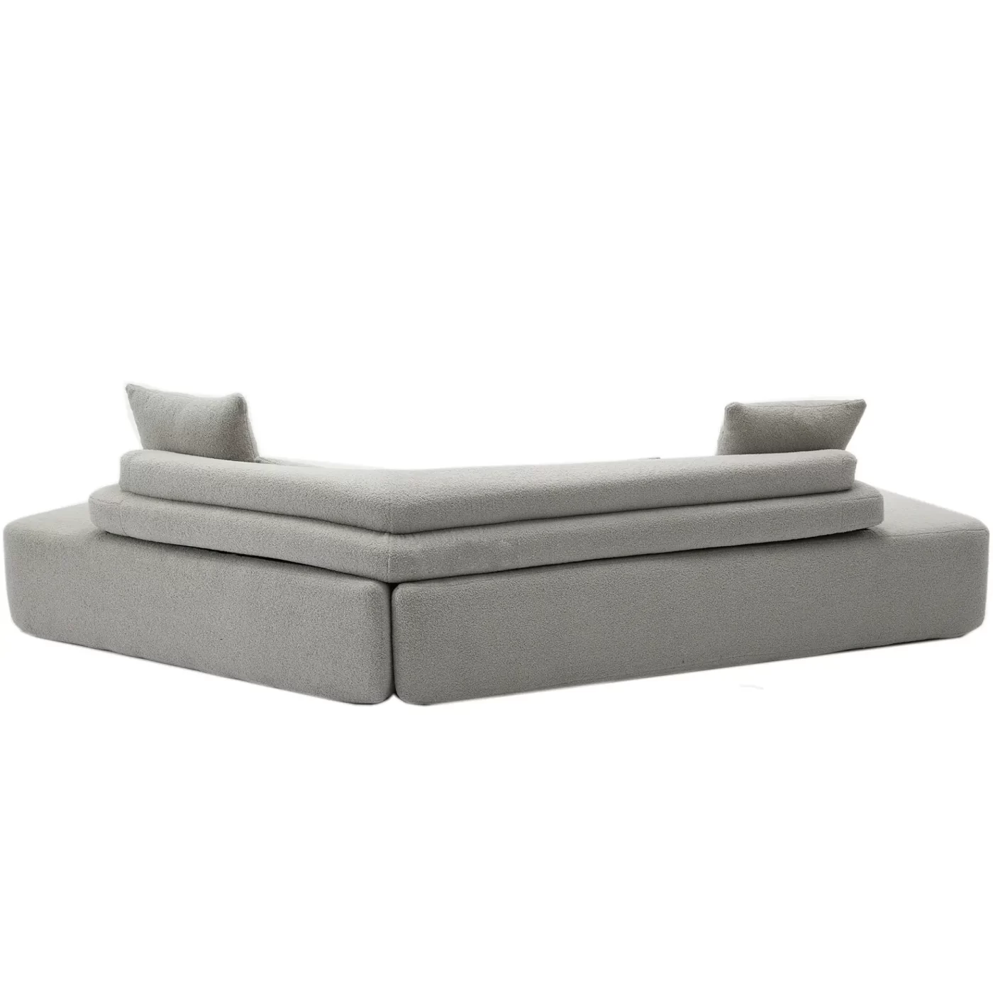 128"Minimalist Cloud Sectional Couch ,Modern Couches ,4-Seater ,No Assembly,Two modular sofa,Boucle Teddy Fabric, upholstered , anti-wrinkle fabric,Light Gray