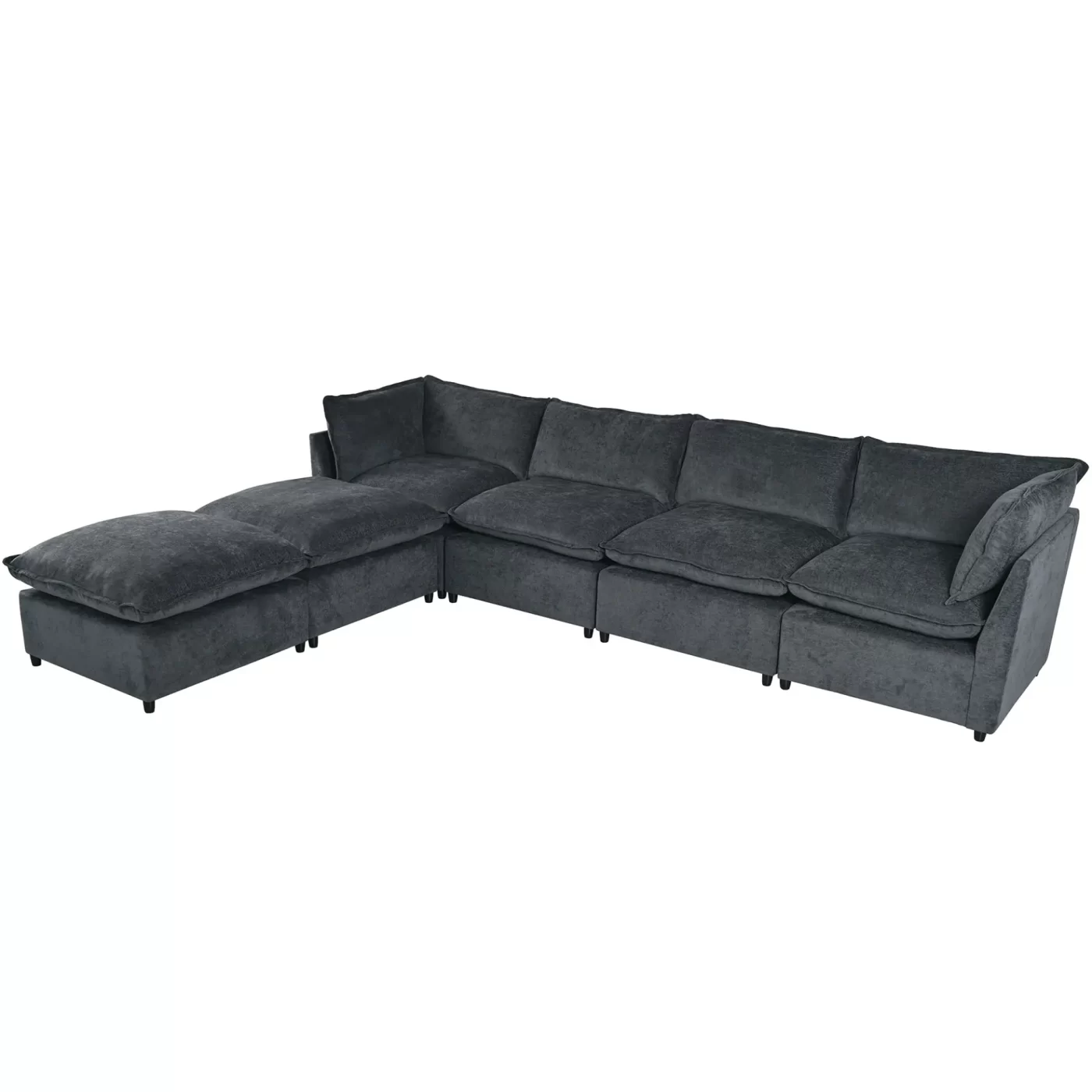 Modern Large U-Shape Sectional Sofa, 2 Large Chaise with Removable Ottomans, Convertible L-Shape Sectional Sofa with Stylish Piping Design,for Living Room,Spacious Space(Old SKU:WY000351AAE)