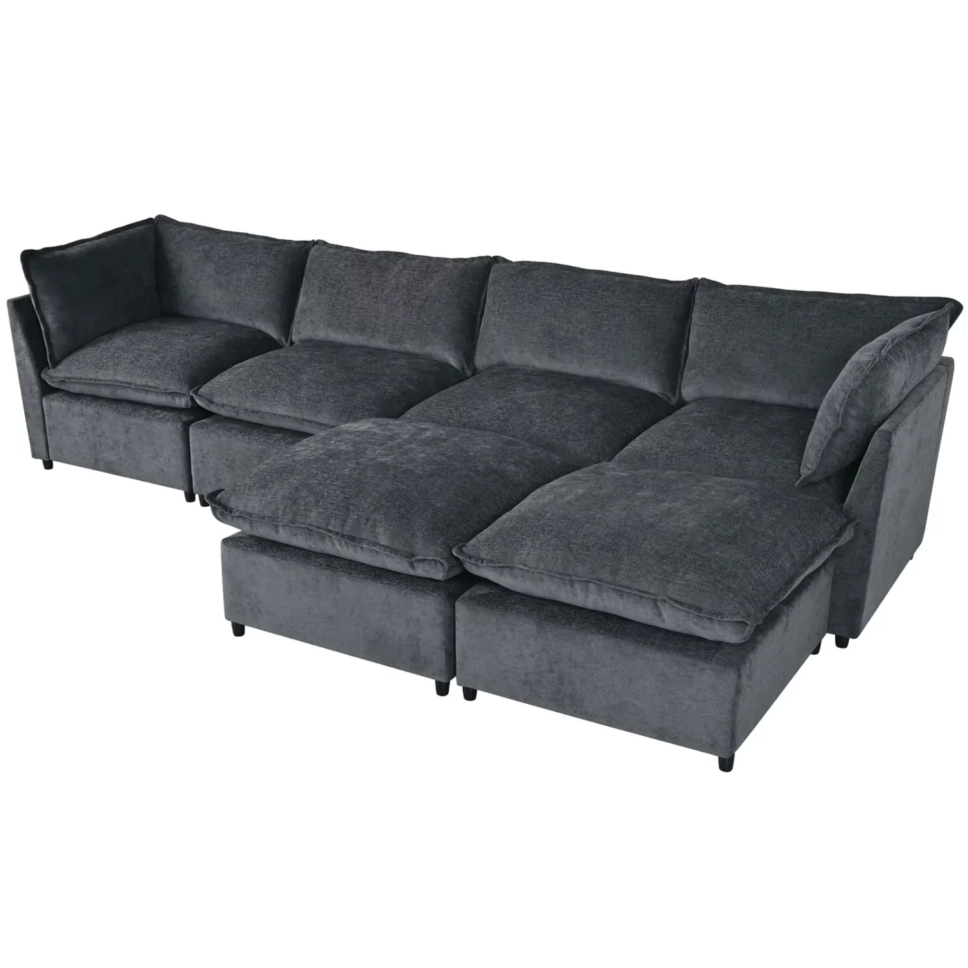 Modern Large U-Shape Sectional Sofa, 2 Large Chaise with Removable Ottomans, Convertible L-Shape Sectional Sofa with Stylish Piping Design,for Living Room,Spacious Space(Old SKU:WY000351AAE)