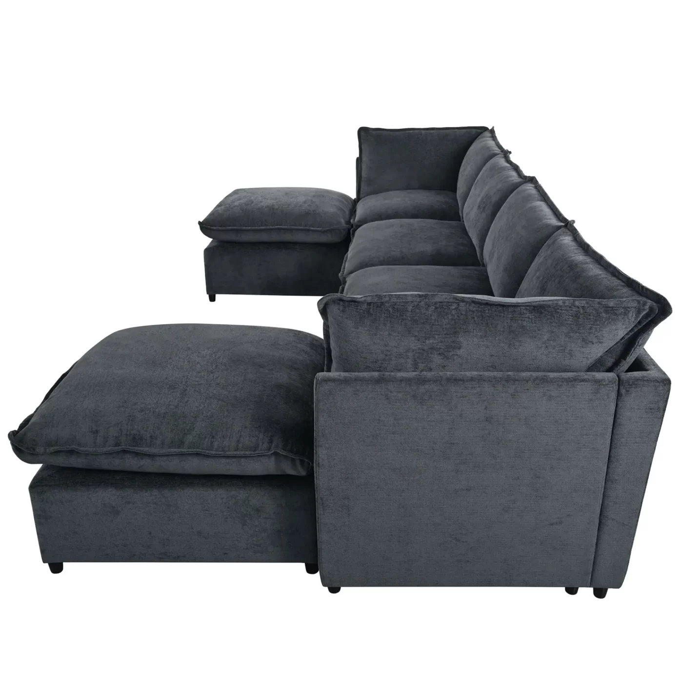 Modern Large U-Shape Sectional Sofa, 2 Large Chaise with Removable Ottomans, Convertible L-Shape Sectional Sofa with Stylish Piping Design,for Living Room,Spacious Space(Old SKU:WY000351AAE)