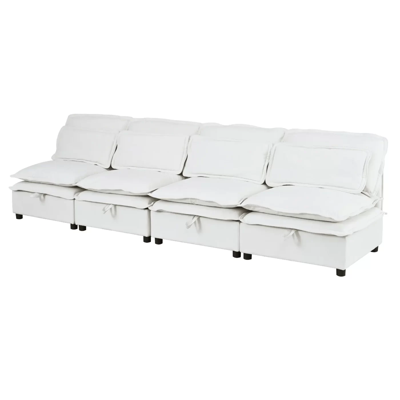 Double-Layer Cushion Modular Sofa, Freely Combinable, 4-Seater with Storage Function, Includes 4 Soft Cushions, Perfect for Living Rooms, Offices, and Apartments