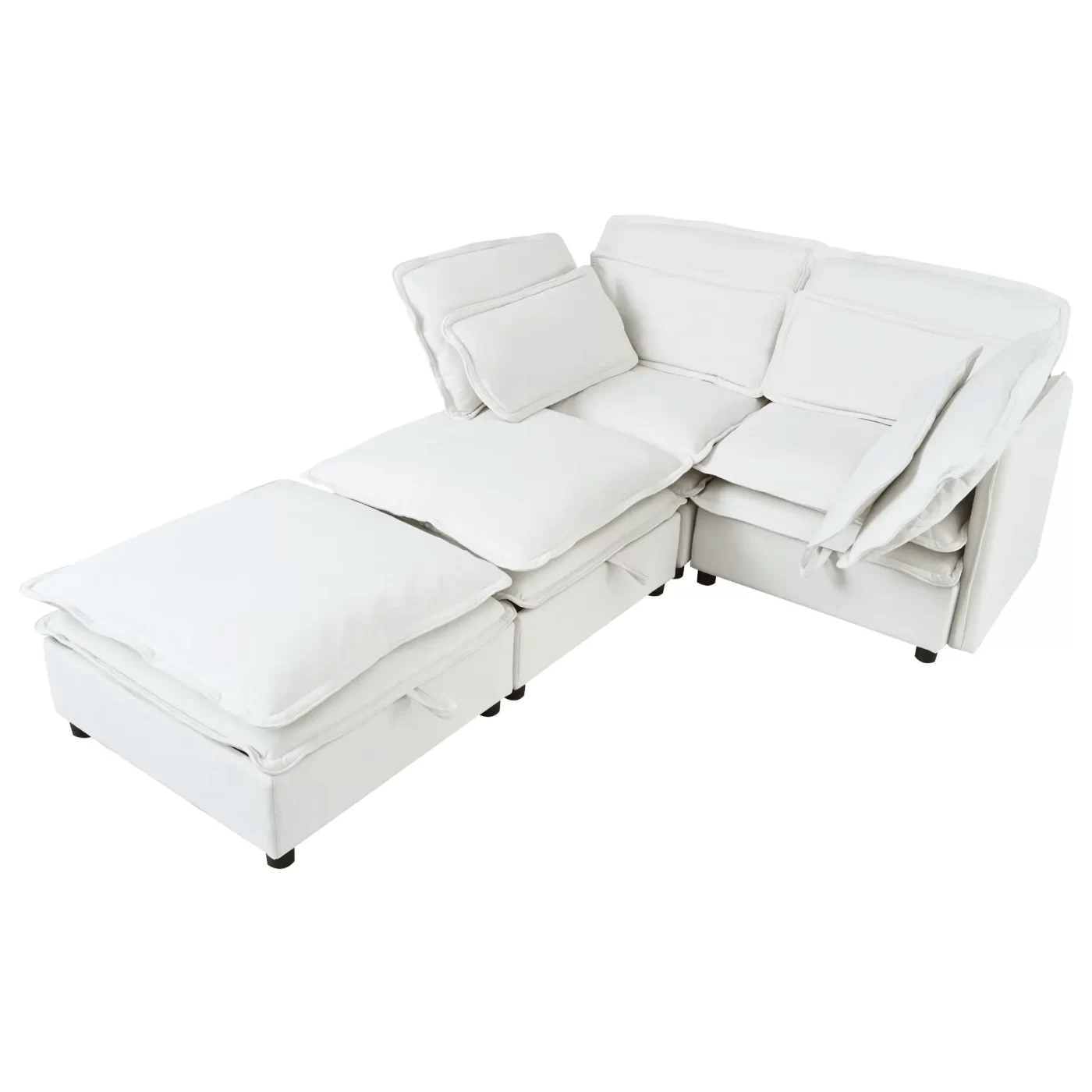 Double-Layer Cushion Modular Sofa, Freely Combinable, 4-Seater with Storage Function, Includes 4 Soft Cushions, Perfect for Living Rooms, Offices, and Apartments