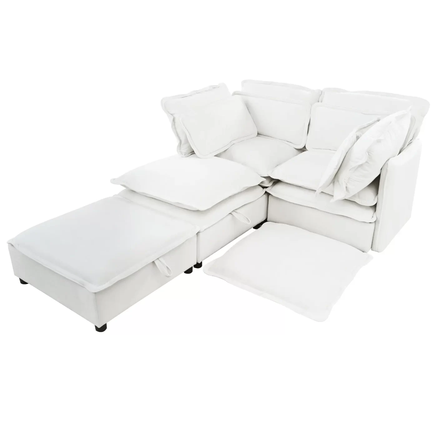 Double-Layer Cushion Modular Sofa, Freely Combinable, 4-Seater with Storage Function, Includes 4 Soft Cushions, Perfect for Living Rooms, Offices, and Apartments