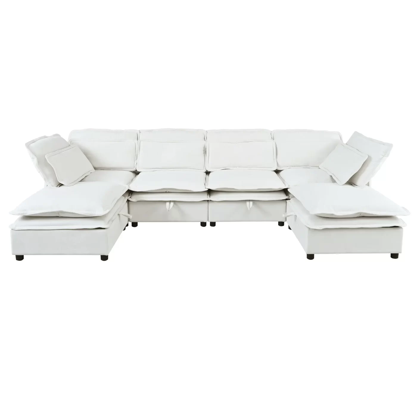 Double-Layer Cushion Modern Large U-Shaped Modular Sofa, Freely Combinable 6-Seater with Storage Function, Convertible to Sofa Bed, Perfect for Living Rooms, Offices, and Apartments