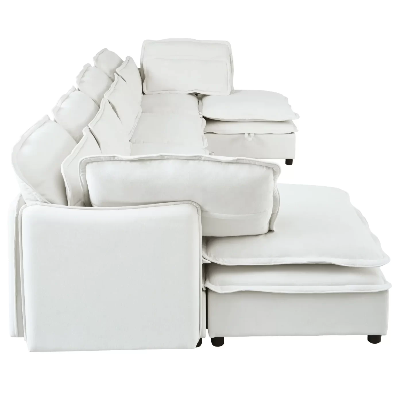 Double-Layer Cushion Modern Large U-Shaped Modular Sofa, Freely Combinable 6-Seater with Storage Function, Convertible to Sofa Bed, Perfect for Living Rooms, Offices, and Apartments