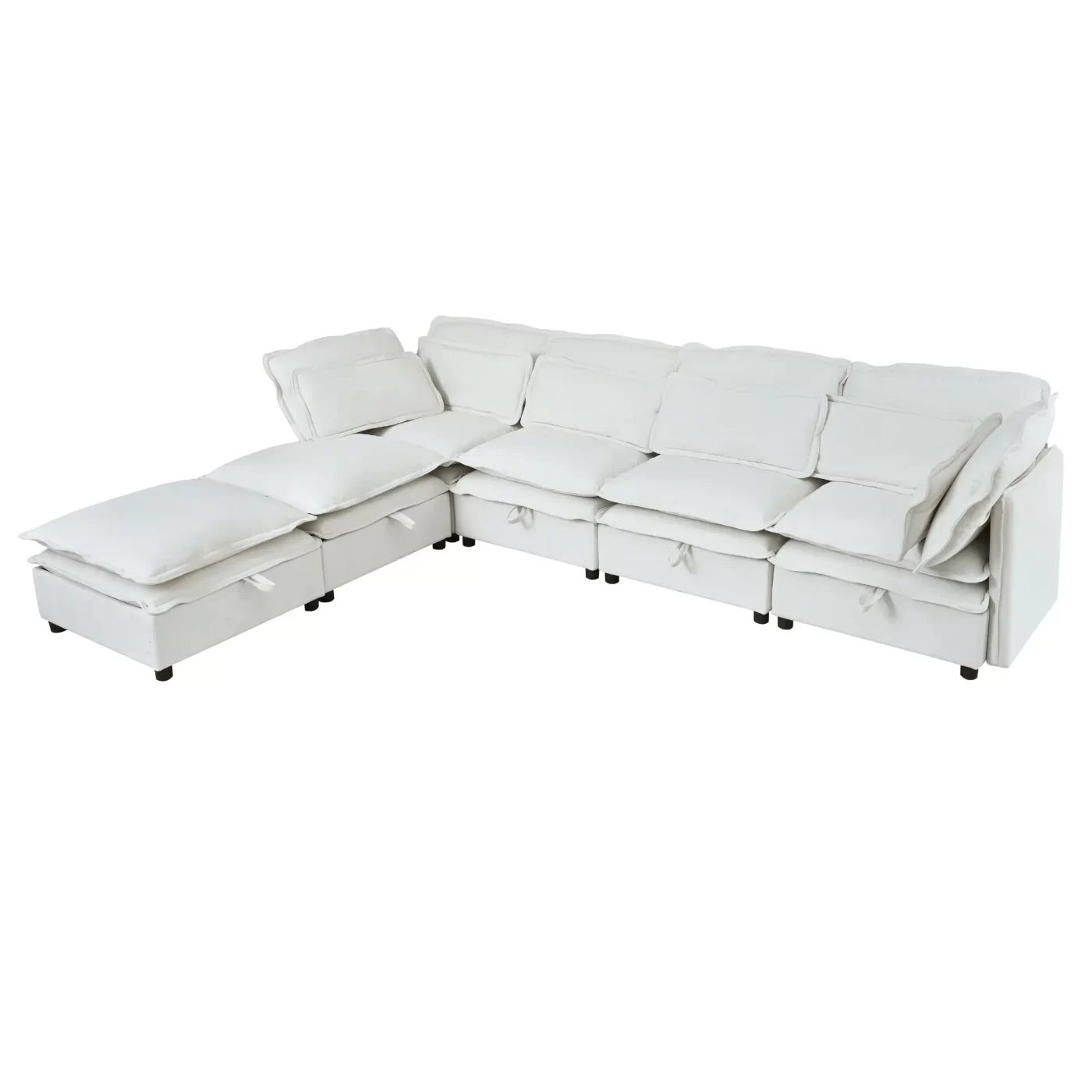 Double-Layer Cushion Modern Large U-Shaped Modular Sofa, Freely Combinable 6-Seater with Storage Function, Convertible to Sofa Bed, Perfect for Living Rooms, Offices, and Apartments