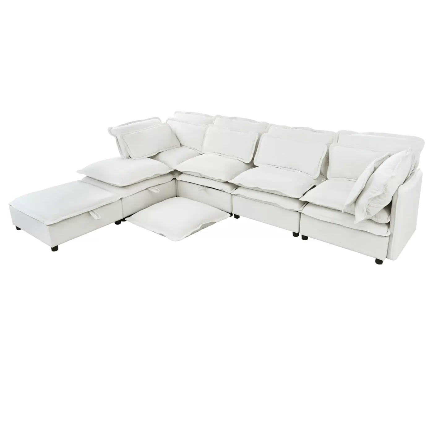 Double-Layer Cushion Modern Large U-Shaped Modular Sofa, Freely Combinable 6-Seater with Storage Function, Convertible to Sofa Bed, Perfect for Living Rooms, Offices, and Apartments