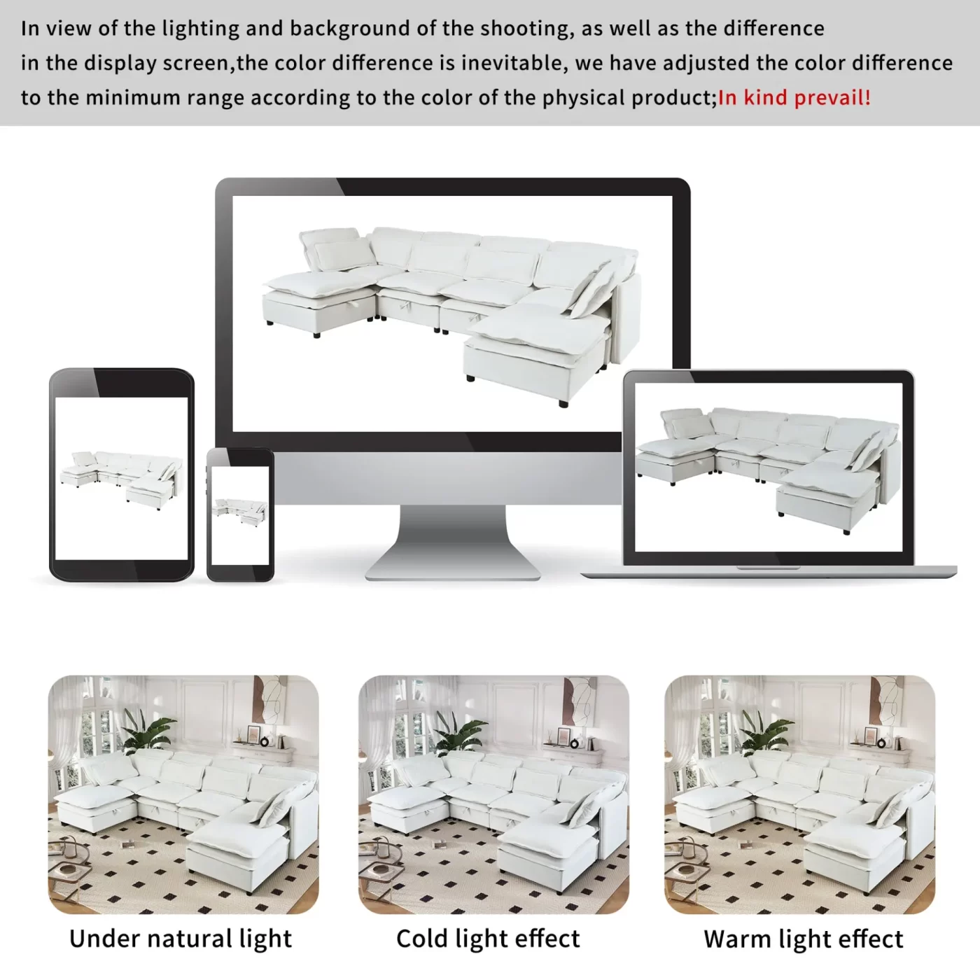 Double-Layer Cushion Modern Large U-Shaped Modular Sofa, Freely Combinable 6-Seater with Storage Function, Convertible to Sofa Bed, Perfect for Living Rooms, Offices, and Apartments