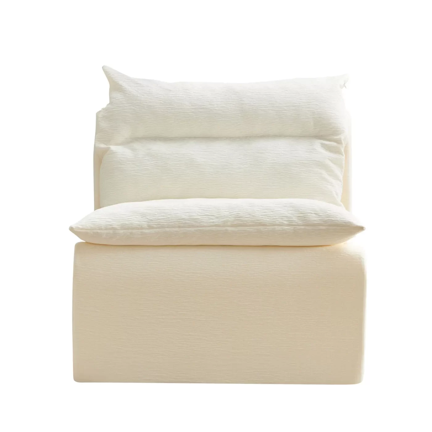 Accent Armless Chair Lazy Floor Seating, Leisure Accent Single Couch with Backrest Single Sofa Lounger for Living Room, Bedroom, Office, Single Seat, WHITE