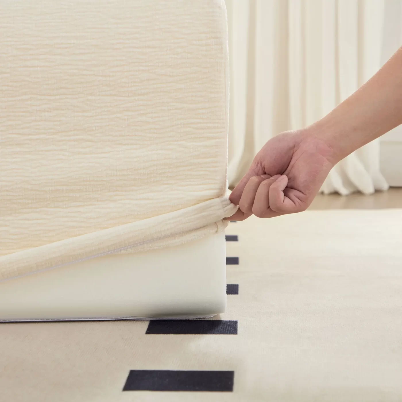 Accent Armless Chair Lazy Floor Seating, Leisure Accent Single Couch with Backrest Single Sofa Lounger for Living Room, Bedroom, Office, Single Seat, WHITE