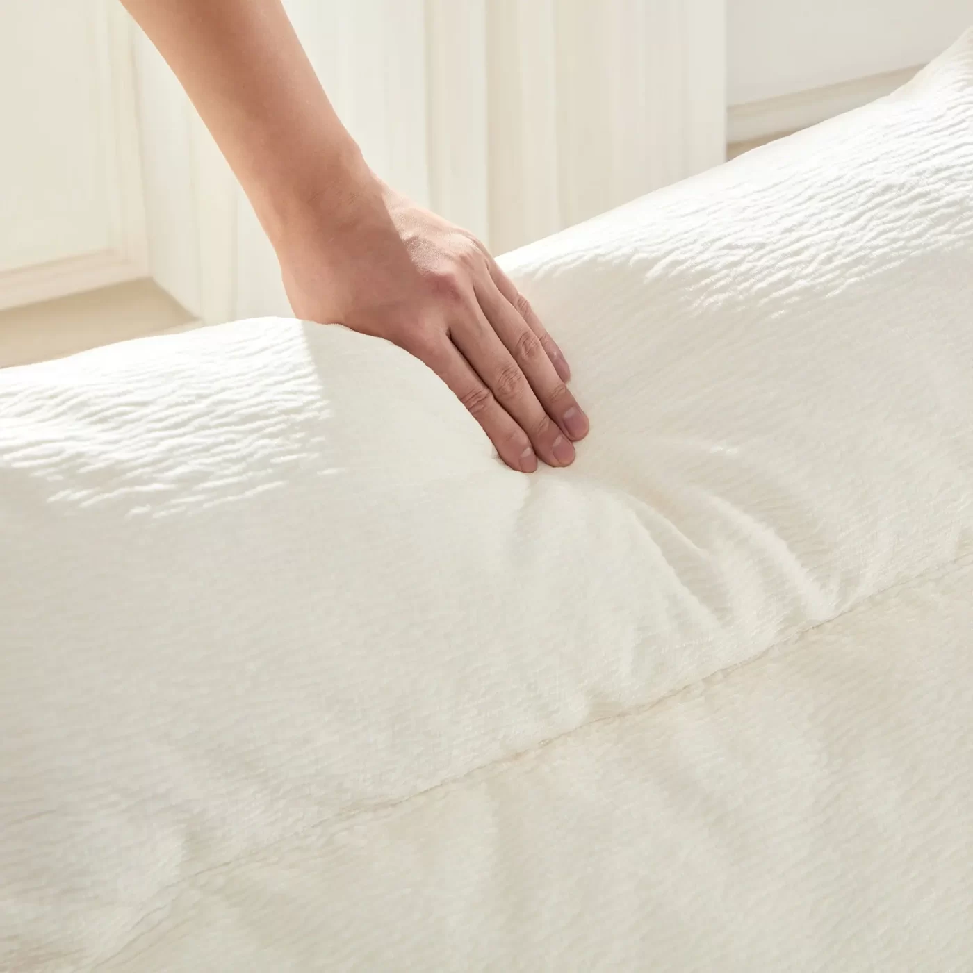 Accent Armless Chair Lazy Floor Seating, Leisure Accent Single Couch with Backrest Single Sofa Lounger for Living Room, Bedroom, Office, Single Seat, WHITE