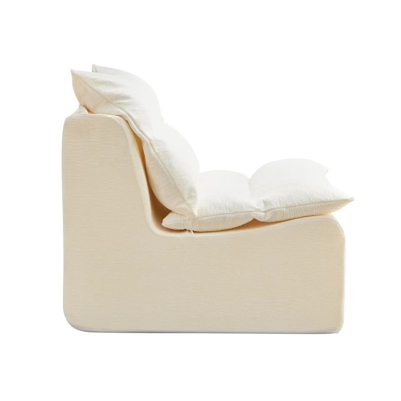 Accent Armless Chair Lazy Floor Seating, Leisure Accent Single Couch with Backrest Single Sofa Lounger for Living Room, Bedroom, Office, Single Seat, WHITE