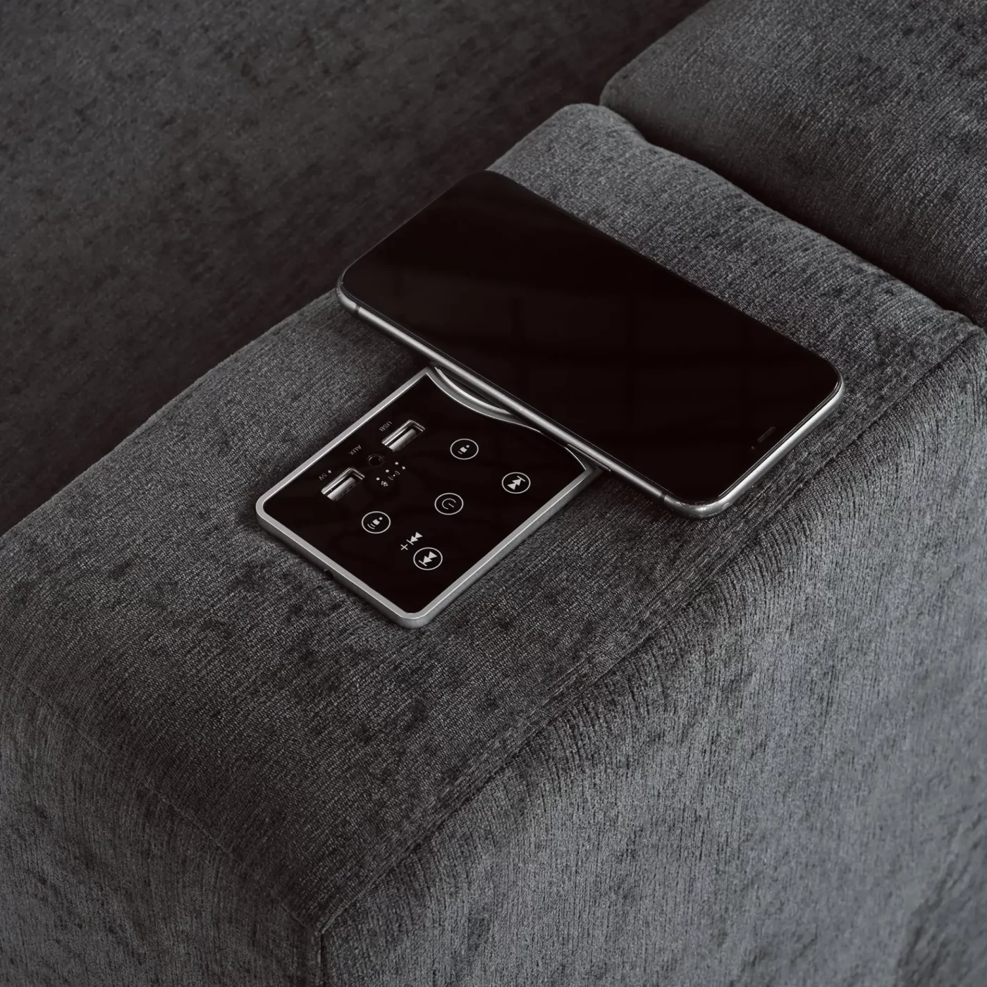 Upholstered Modular Sofa with with Storage Space, USB Charge Ports,Wireless Charging and Built-in Bluetooth Speaker in Arm,Sectional sofa for Living Room Apartment.[old sku:WY000317AAE]