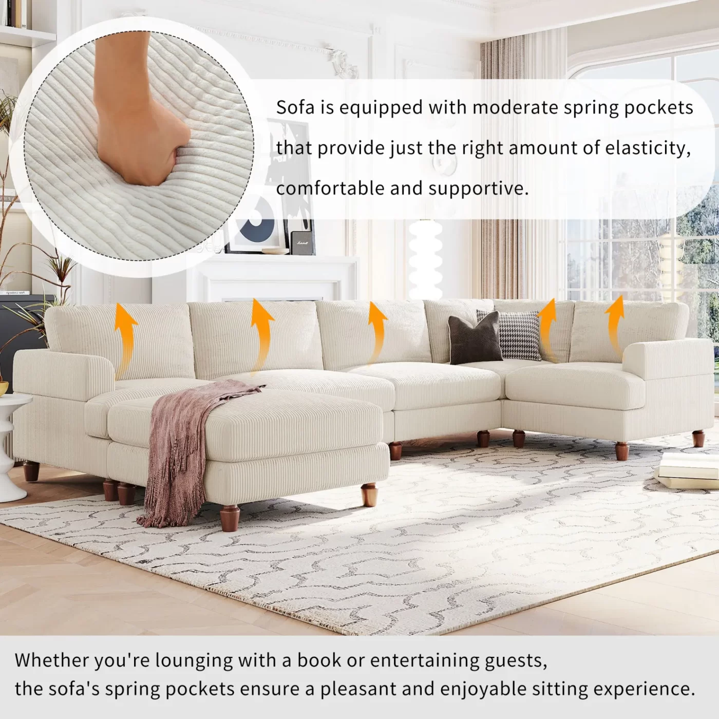 Modular Sectional Sofa with Ottoman L Shaped Corner Sectional for Living Room, Office, Spacious Space(old sku: WY000373AAA)