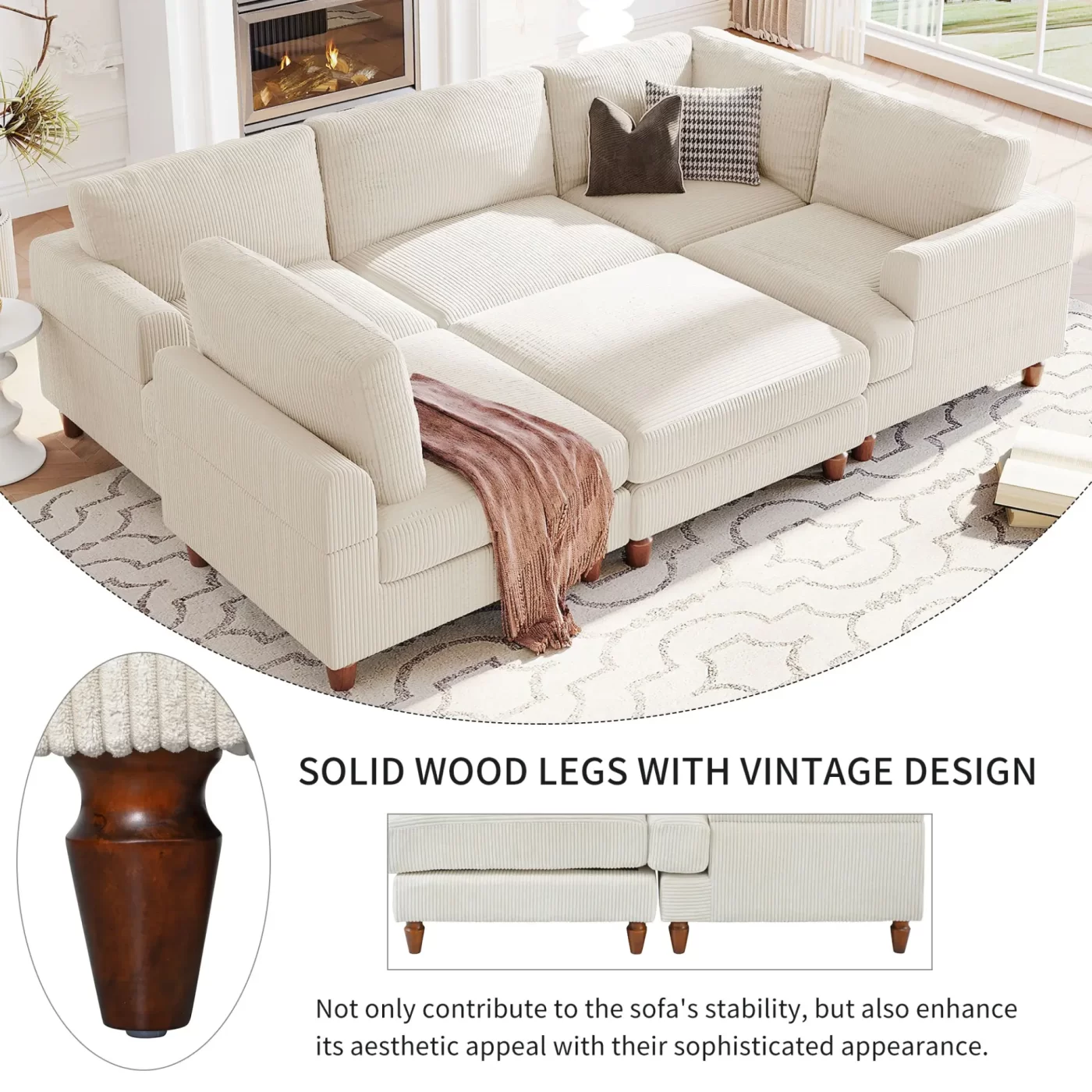 Modular Sectional Sofa with Ottoman L Shaped Corner Sectional for Living Room, Office, Spacious Space(old sku: WY000373AAA)