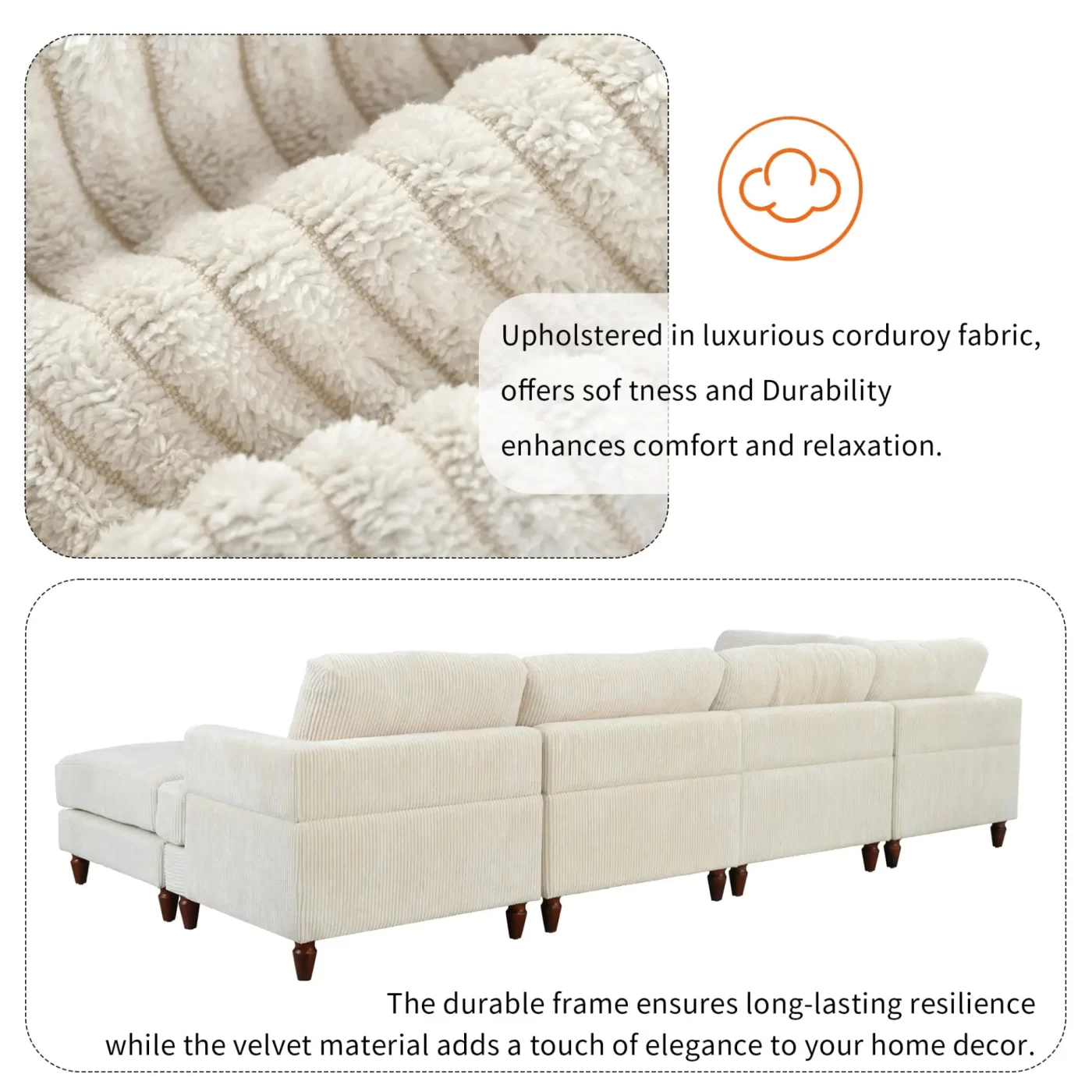 Modular Sectional Sofa with Ottoman L Shaped Corner Sectional for Living Room, Office, Spacious Space(old sku: WY000373AAA)