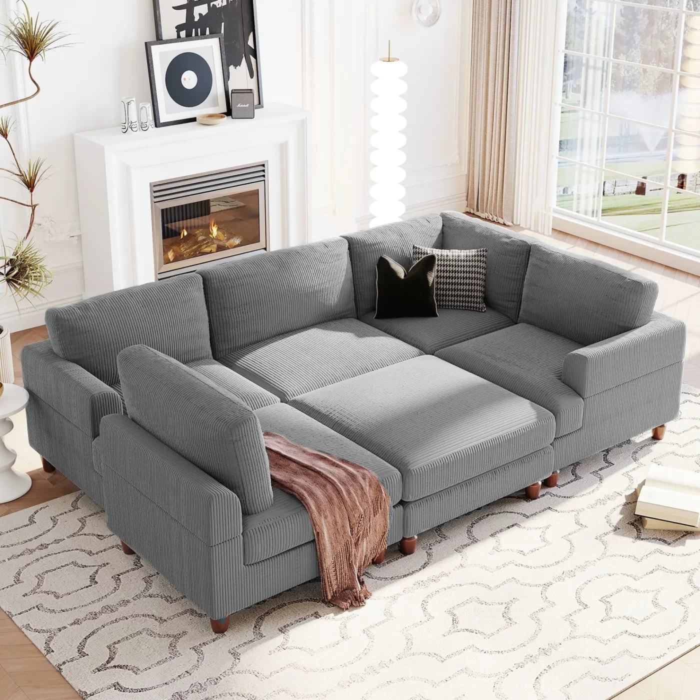 Modular Sectional Sofa with Ottoman L Shaped Corner Sectional for Living Room, Office, Spacious Space(old sku: WY000373AAE)
