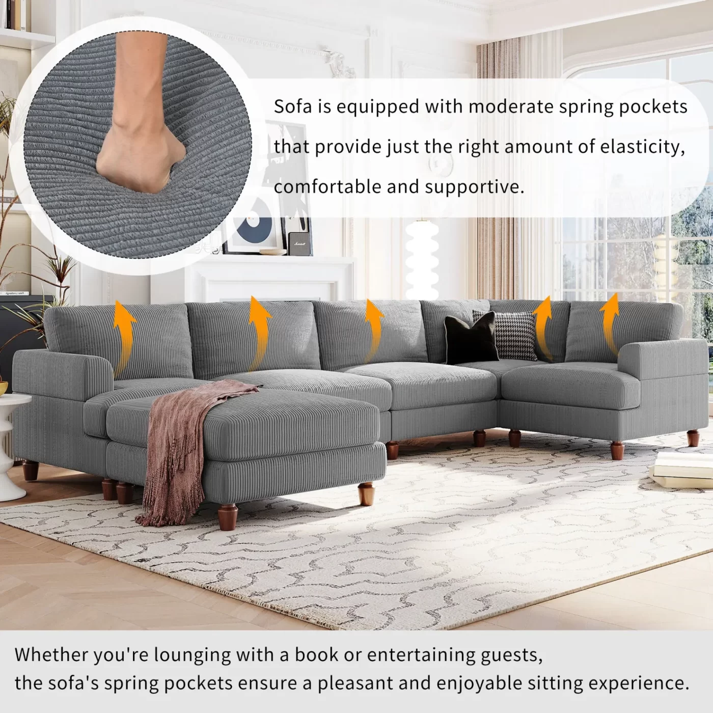 Modular Sectional Sofa with Ottoman L Shaped Corner Sectional for Living Room, Office, Spacious Space(old sku: WY000373AAE)