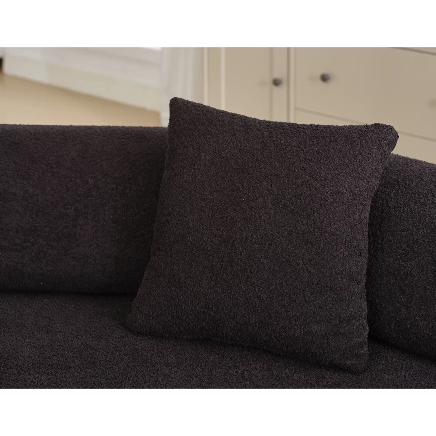 Modern Minimalist 140" L-Shape Couch ,No Assembly Required,Boucle,Modular Sofa ,Couch with Chaise,Free Combination Foam-Filled Sofa, 4 Seats,Black