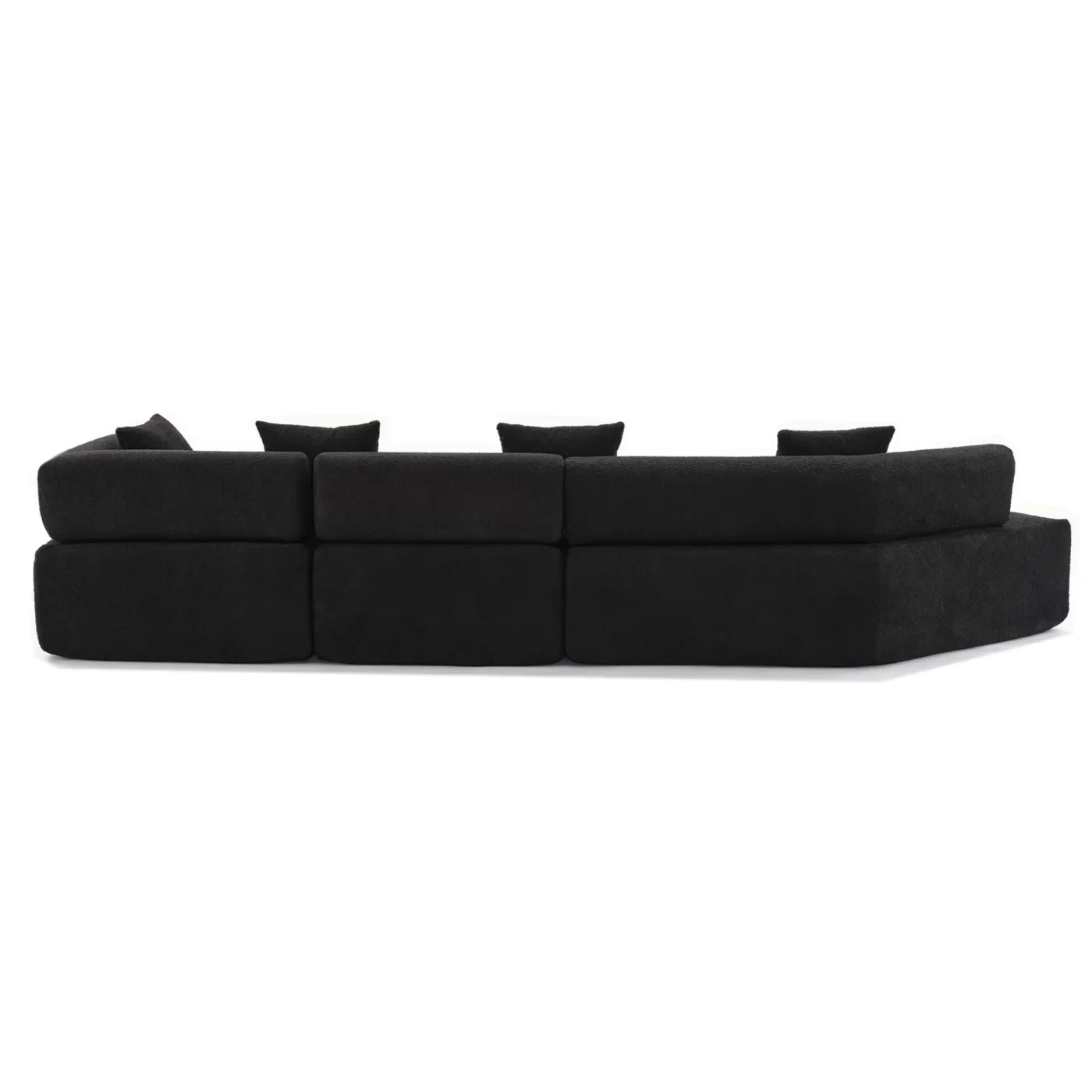 Modern Minimalist 140" L-Shape Couch ,No Assembly Required,Boucle,Modular Sofa ,Couch with Chaise,Free Combination Foam-Filled Sofa, 4 Seats,Black