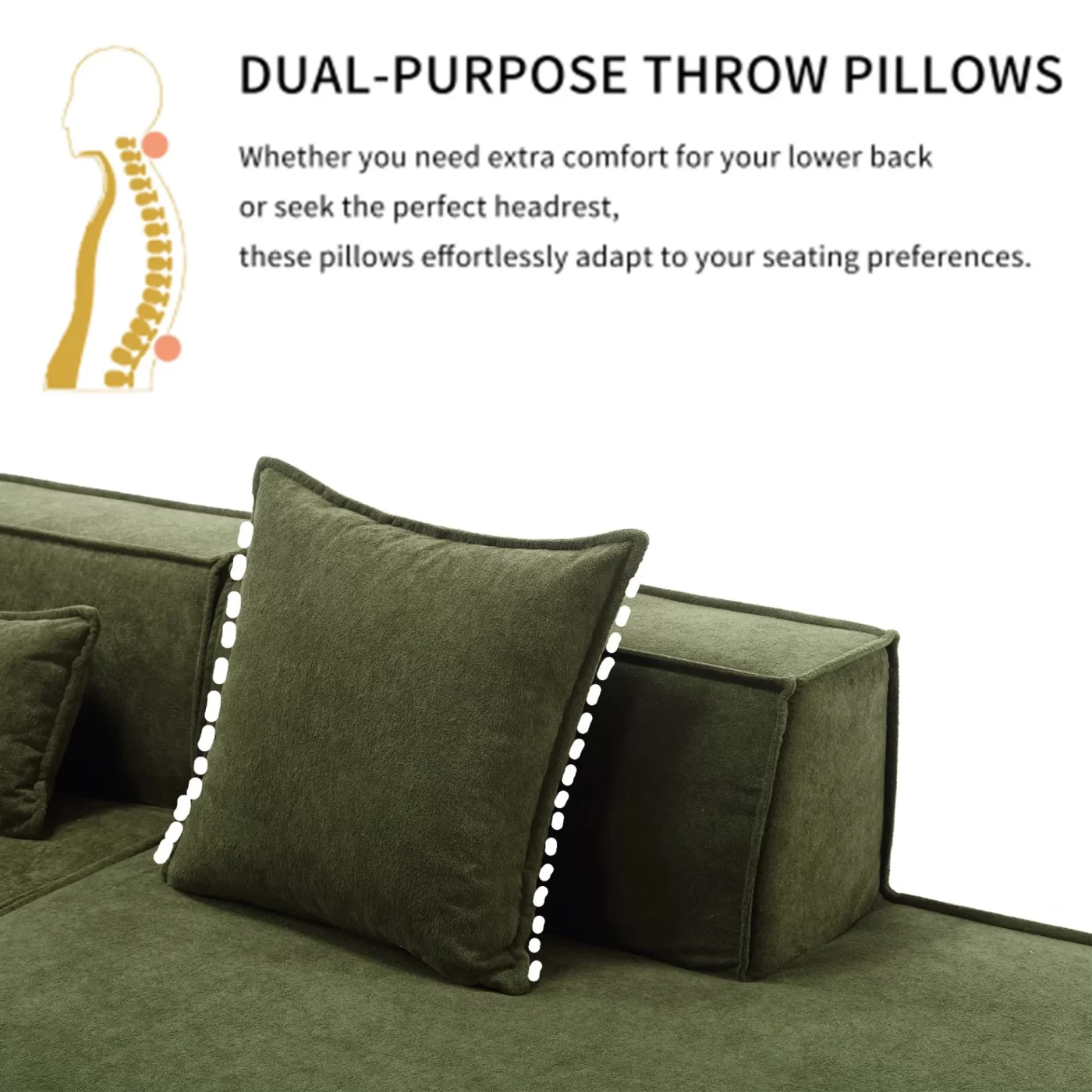 Modular combination living room sofa set, modern minimalist sofa, free installation sofa, L-shaped, Italian minimalist tofu block sofa, Left-Hand Facing,Terrycloth fabric ,Green