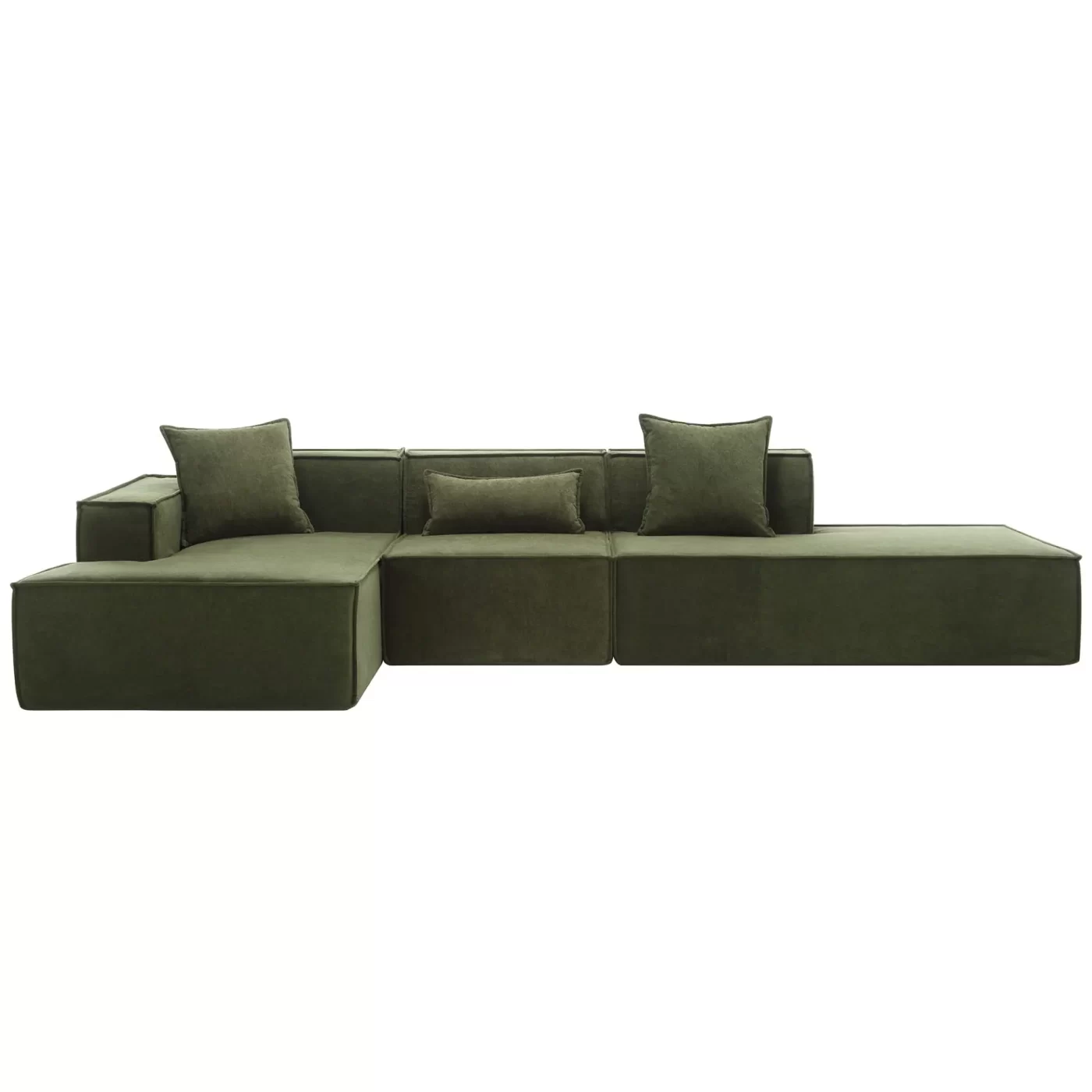 Modular combination living room sofa set, modern minimalist sofa, free installation sofa, L-shaped, Italian minimalist tofu block sofa, Left-Hand Facing,Terrycloth fabric ,Green