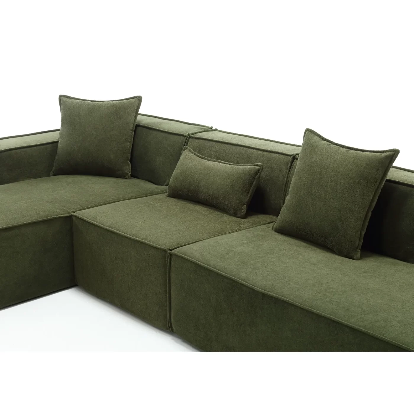 Modular combination living room sofa set, modern minimalist sofa, free installation sofa, L-shaped, Italian minimalist tofu block sofa, Left-Hand Facing,Terrycloth fabric ,Green