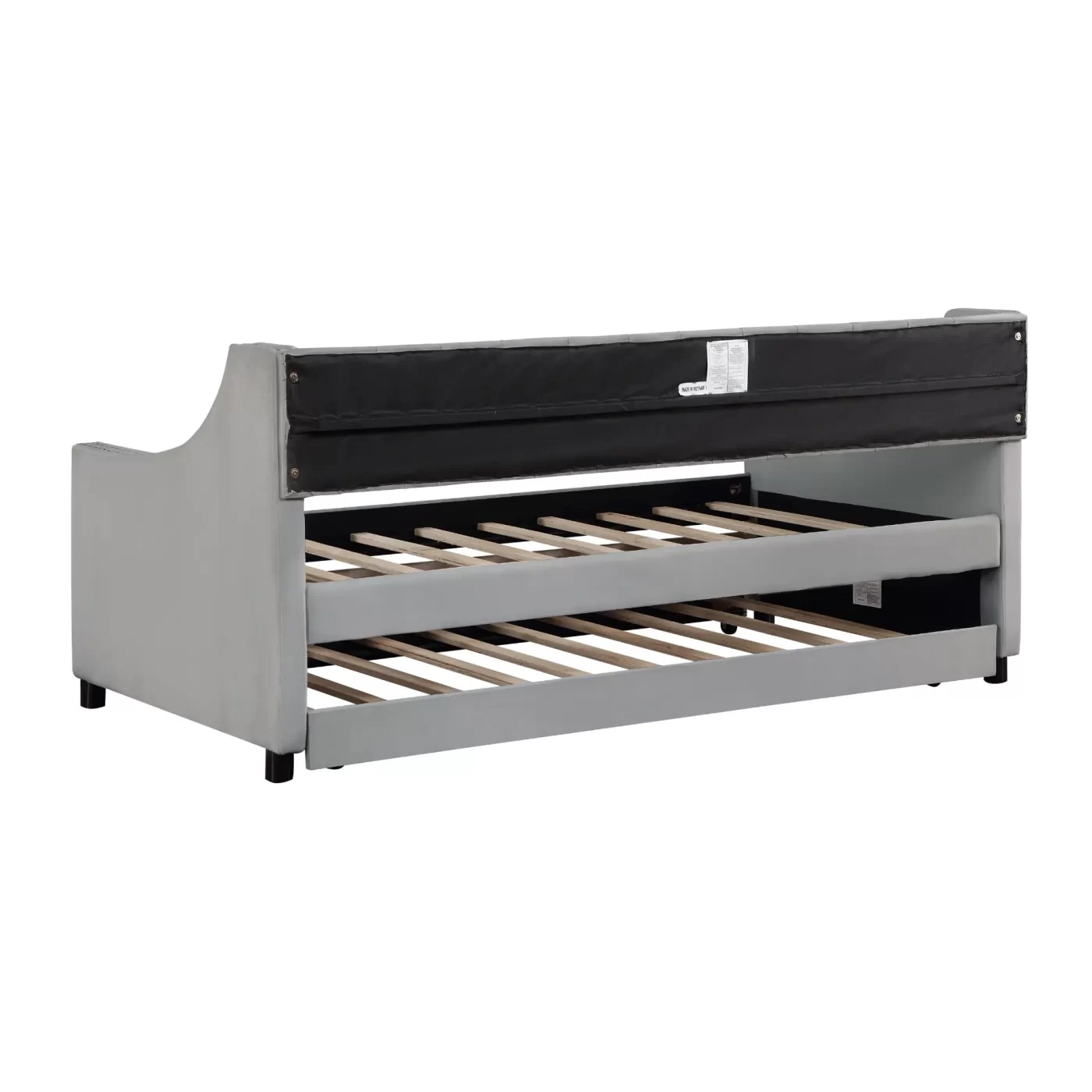 Daybed with Trundle Upholstered Tufted Sofa Bed, with Button and Copper Nail on Armsfull Size